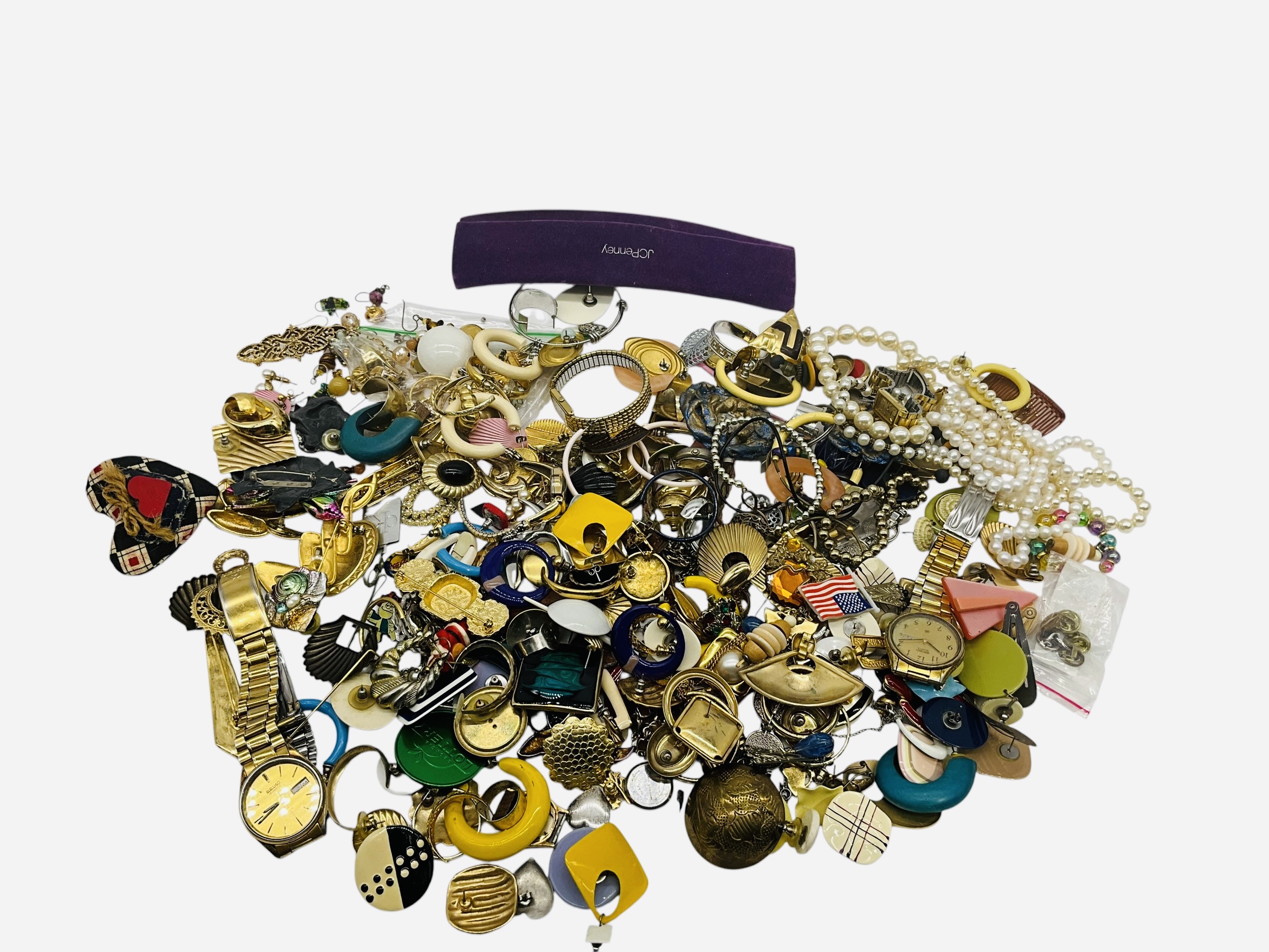 Large Lot Mixed Jewelry Watches Beads Brooches
