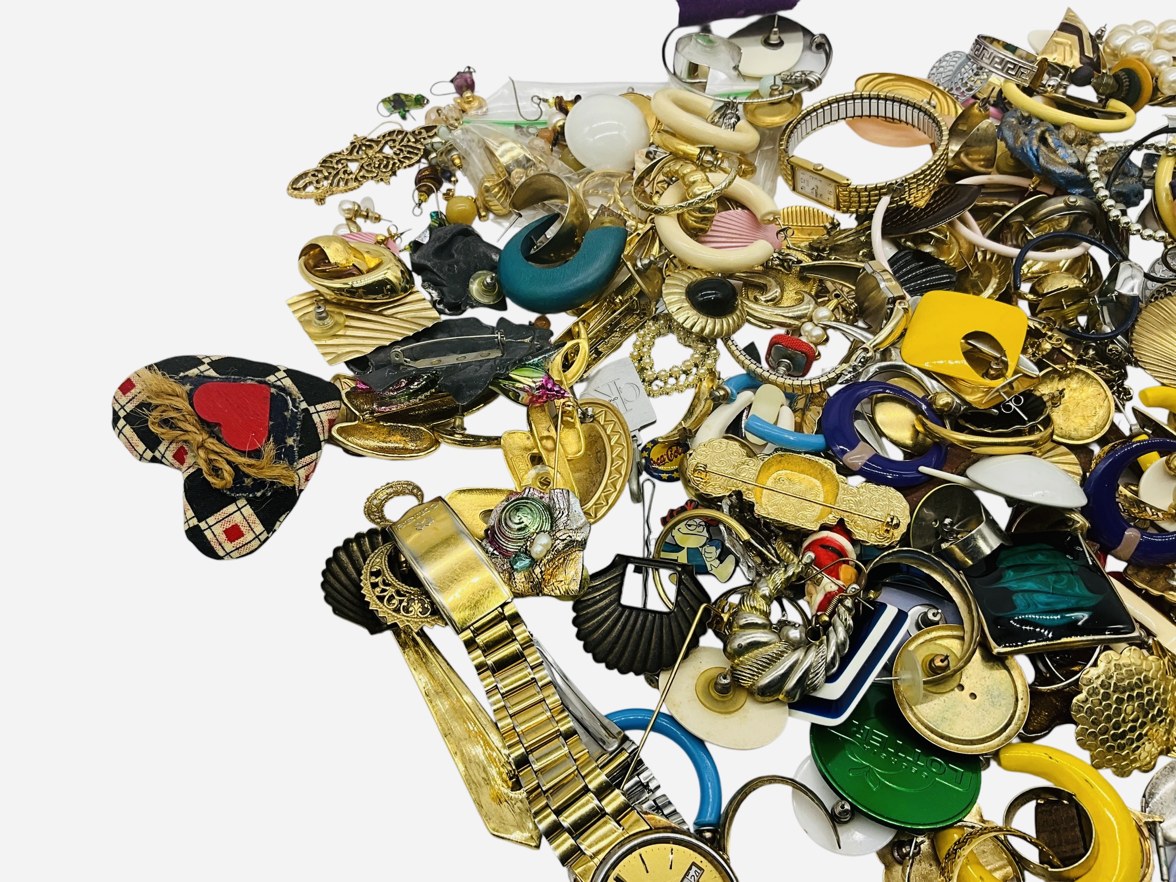 Large Lot Mixed Jewelry Watches Beads Brooches