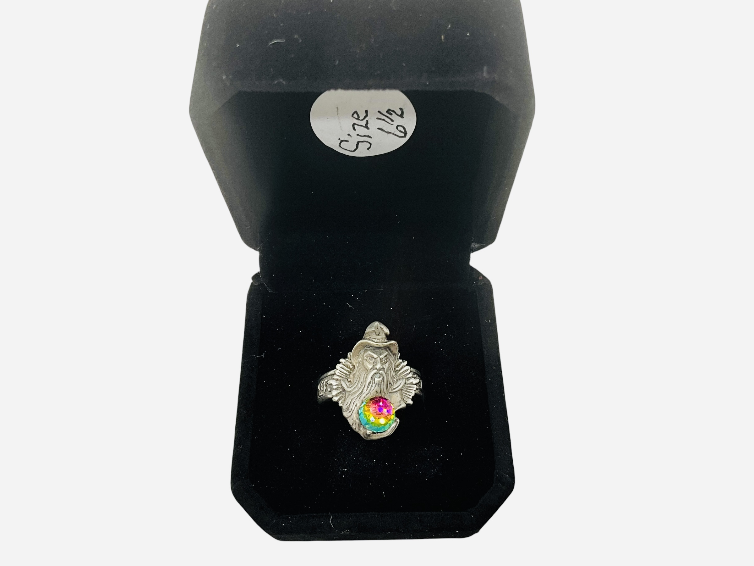 Sterling Silver Wizard Ring w/ Crystal Ball