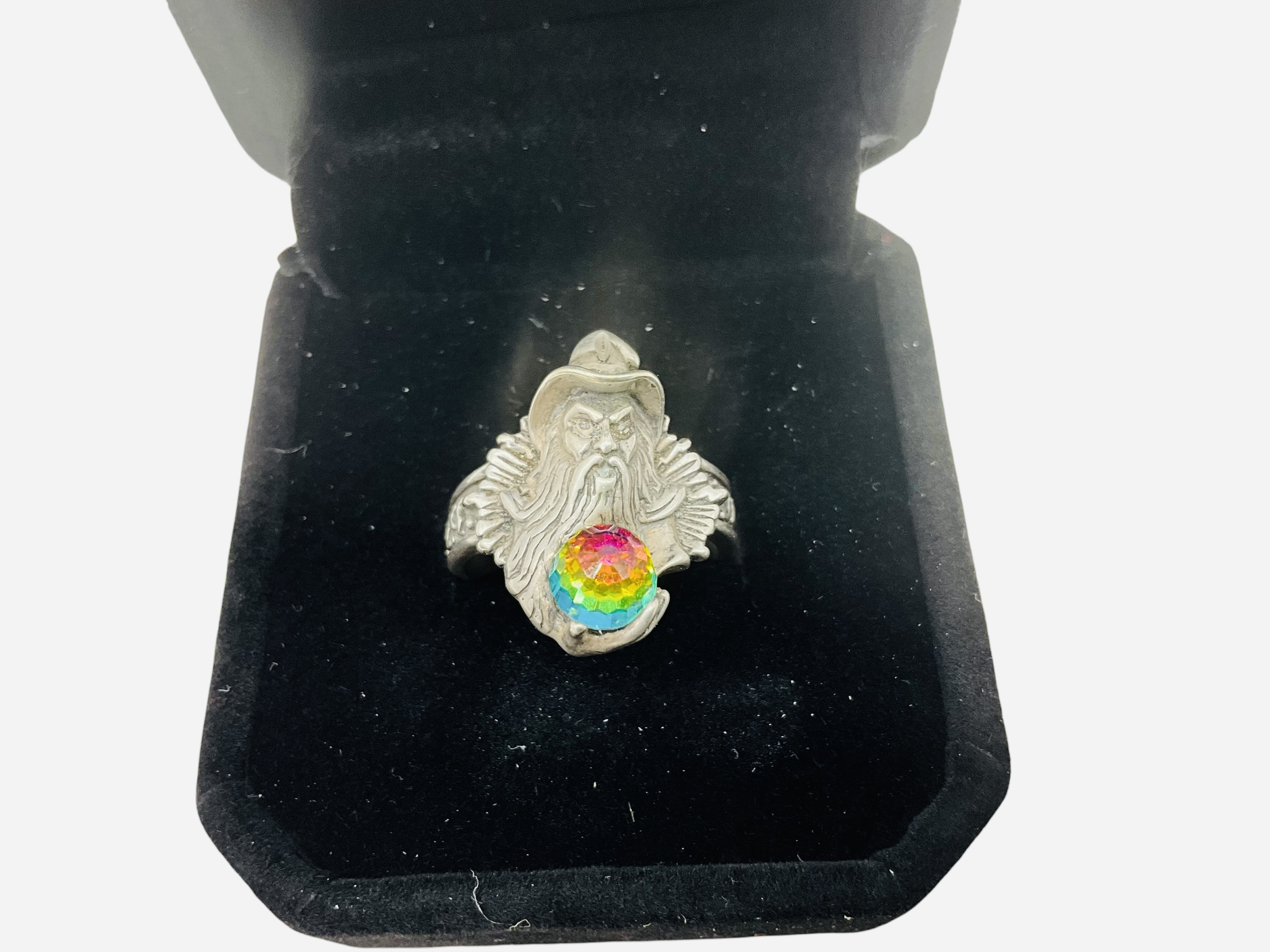 Sterling Silver Wizard Ring w/ Crystal Ball
