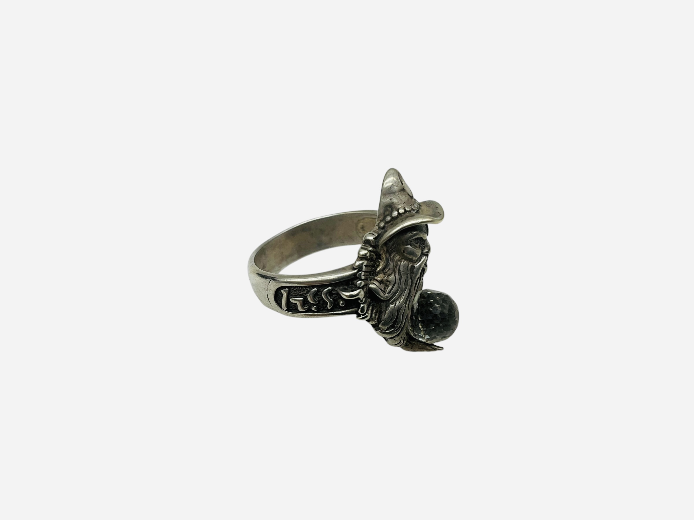 Sterling Silver Wizard Ring w/ Crystal Ball