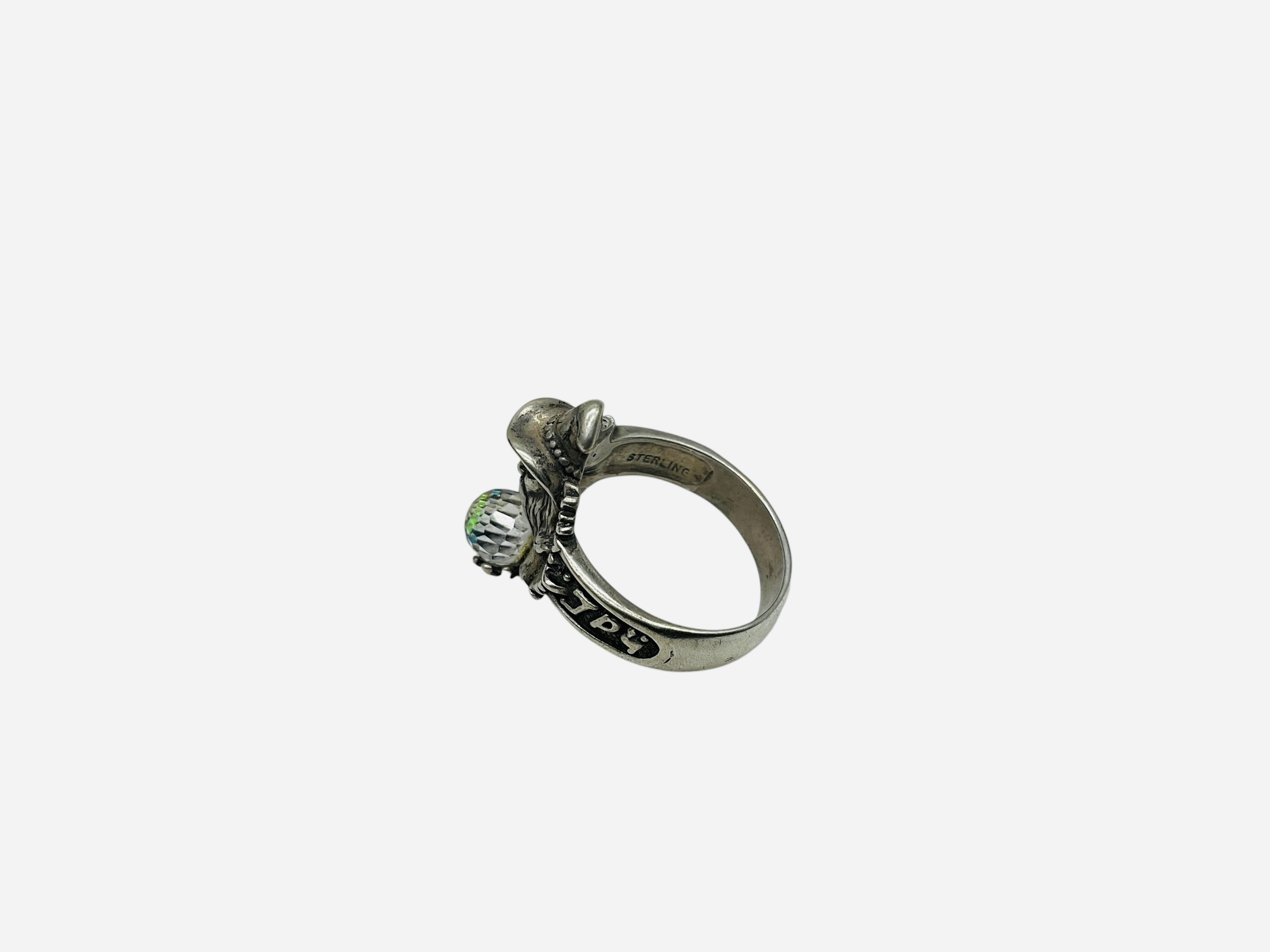 Sterling Silver Wizard Ring w/ Crystal Ball