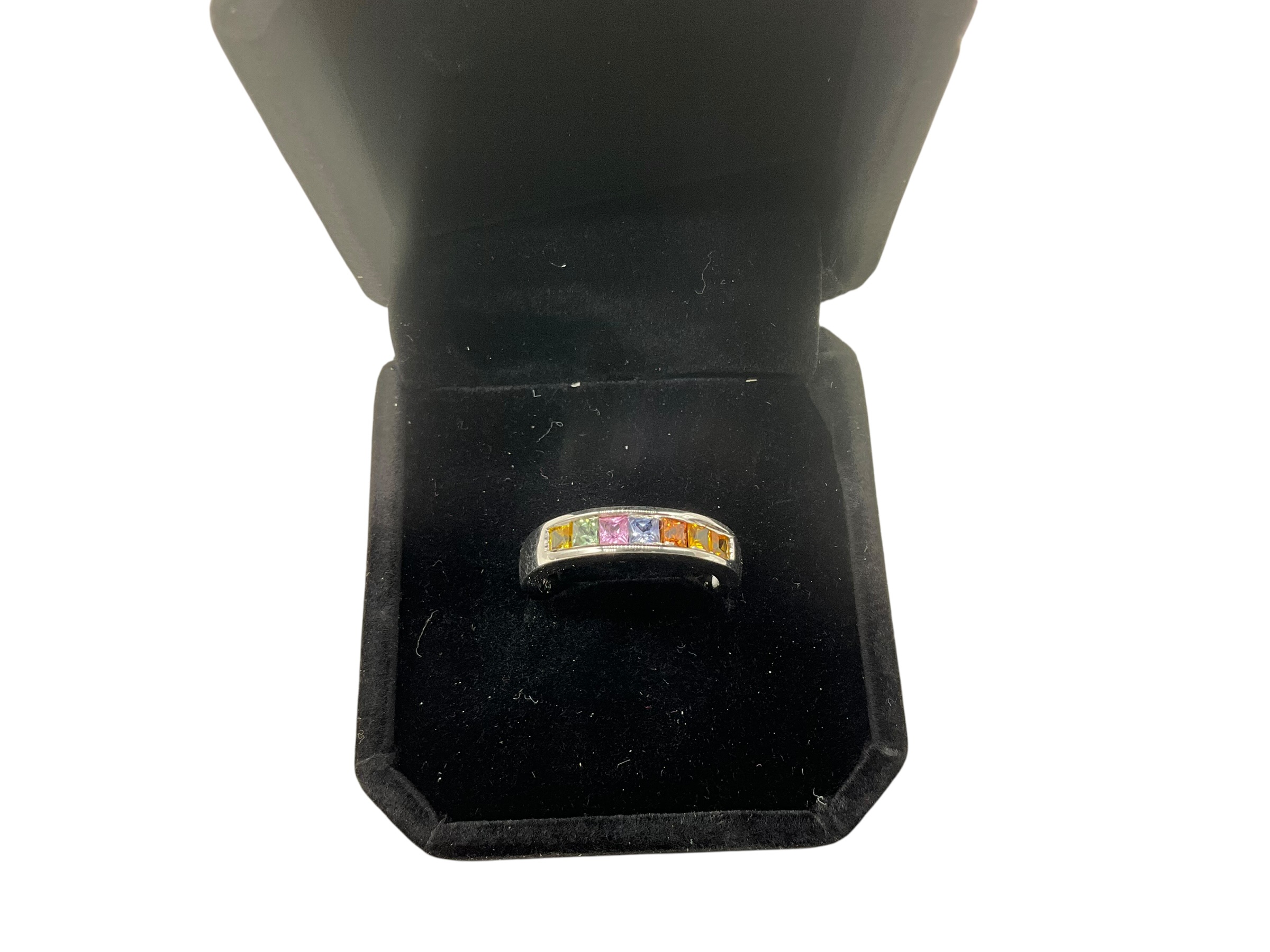 Sterling Silver Rainbow Sapphire Ring w/ COA