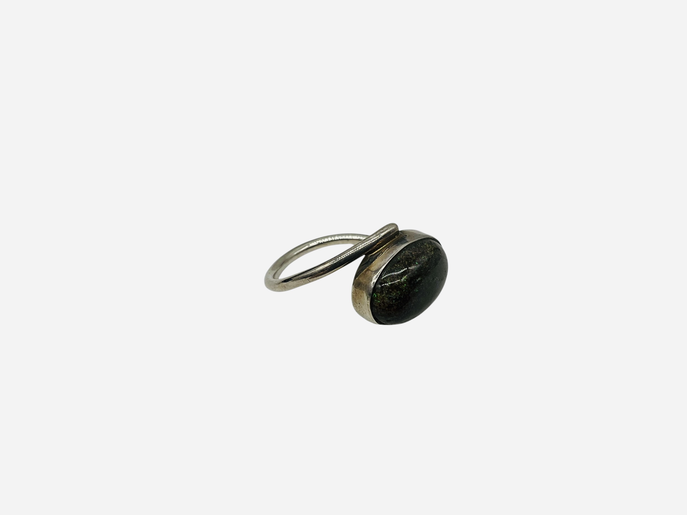 Sterling Silver Boulder Black Opal Ring w/ COA