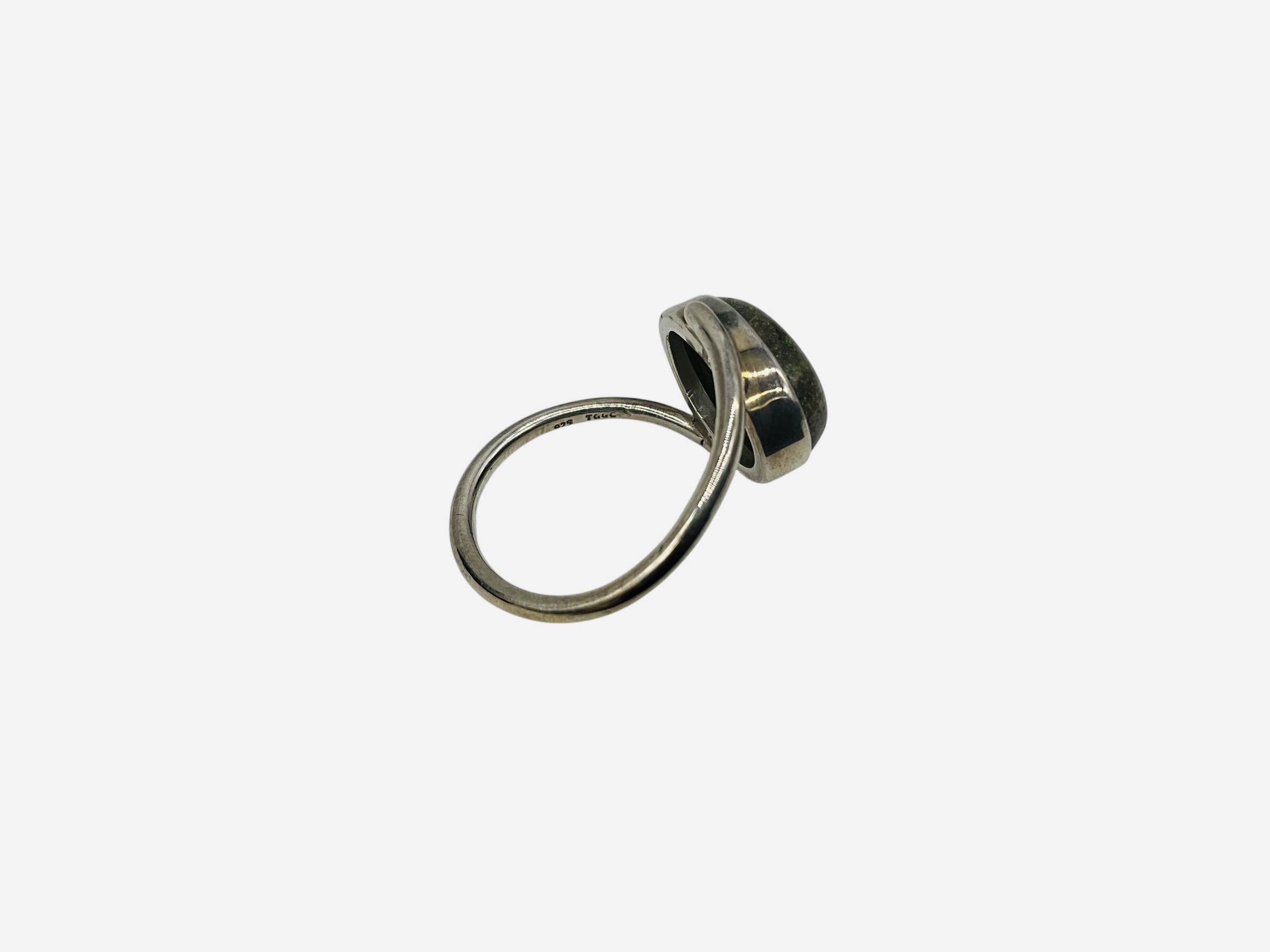 Sterling Silver Boulder Black Opal Ring w/ COA