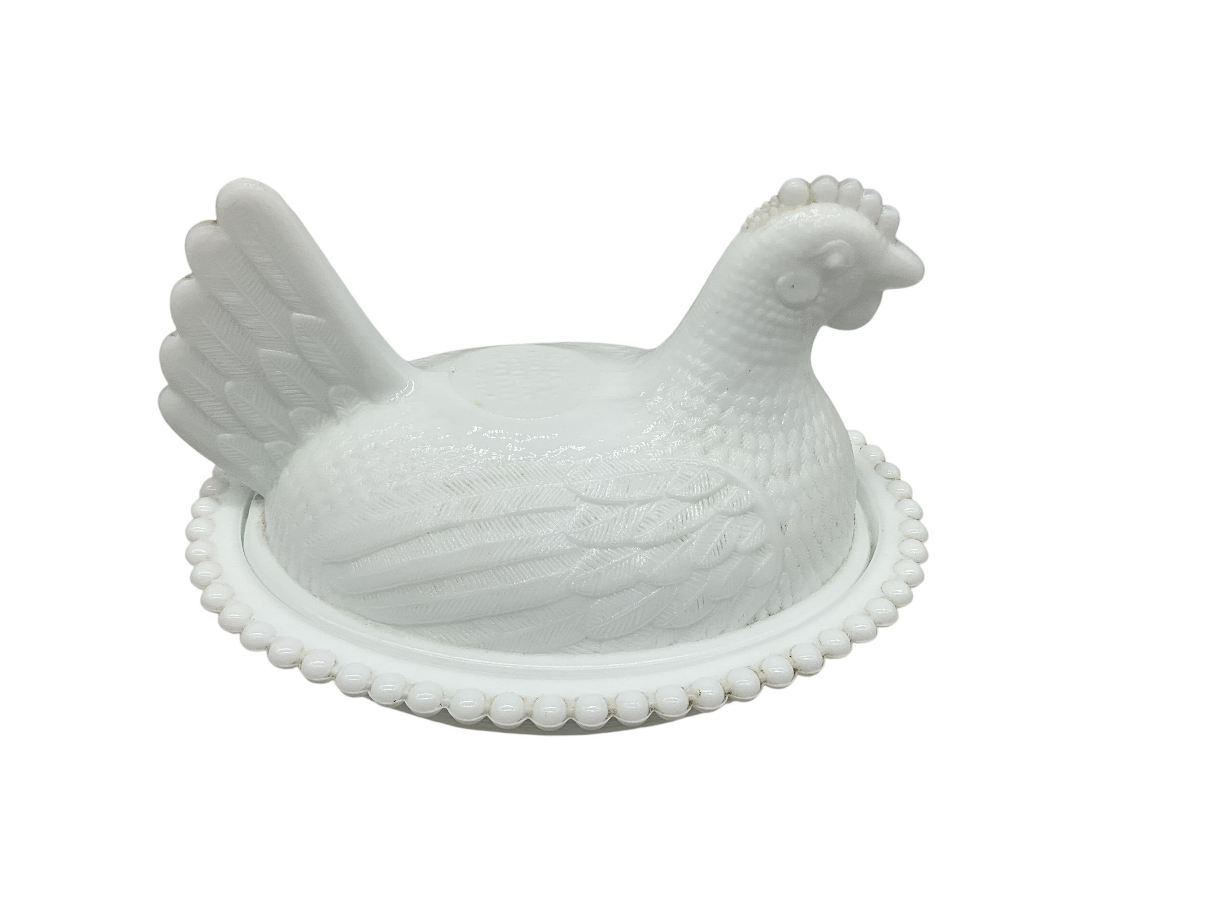 Vintage Milk Glass Hen On Nest