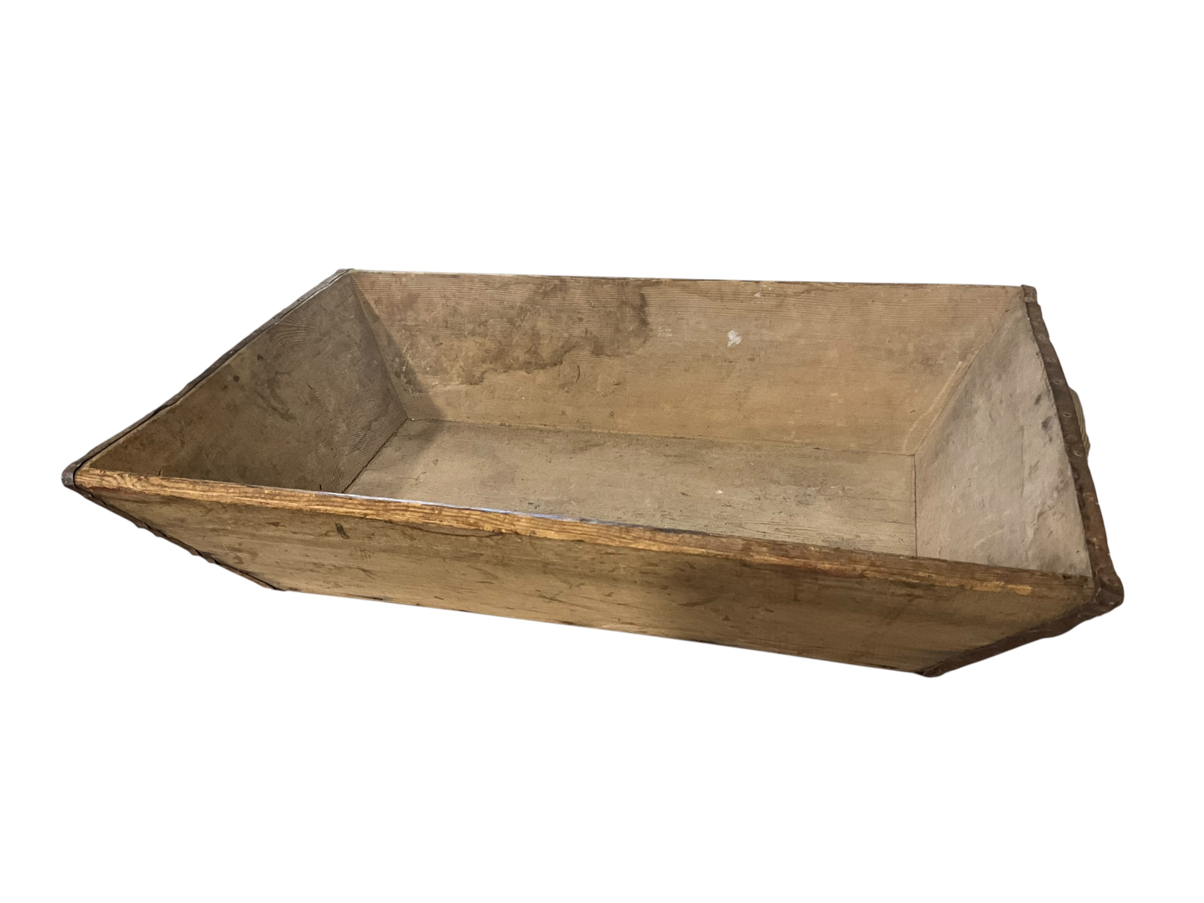 Old Antique European Wooden Trough Dough Bowl