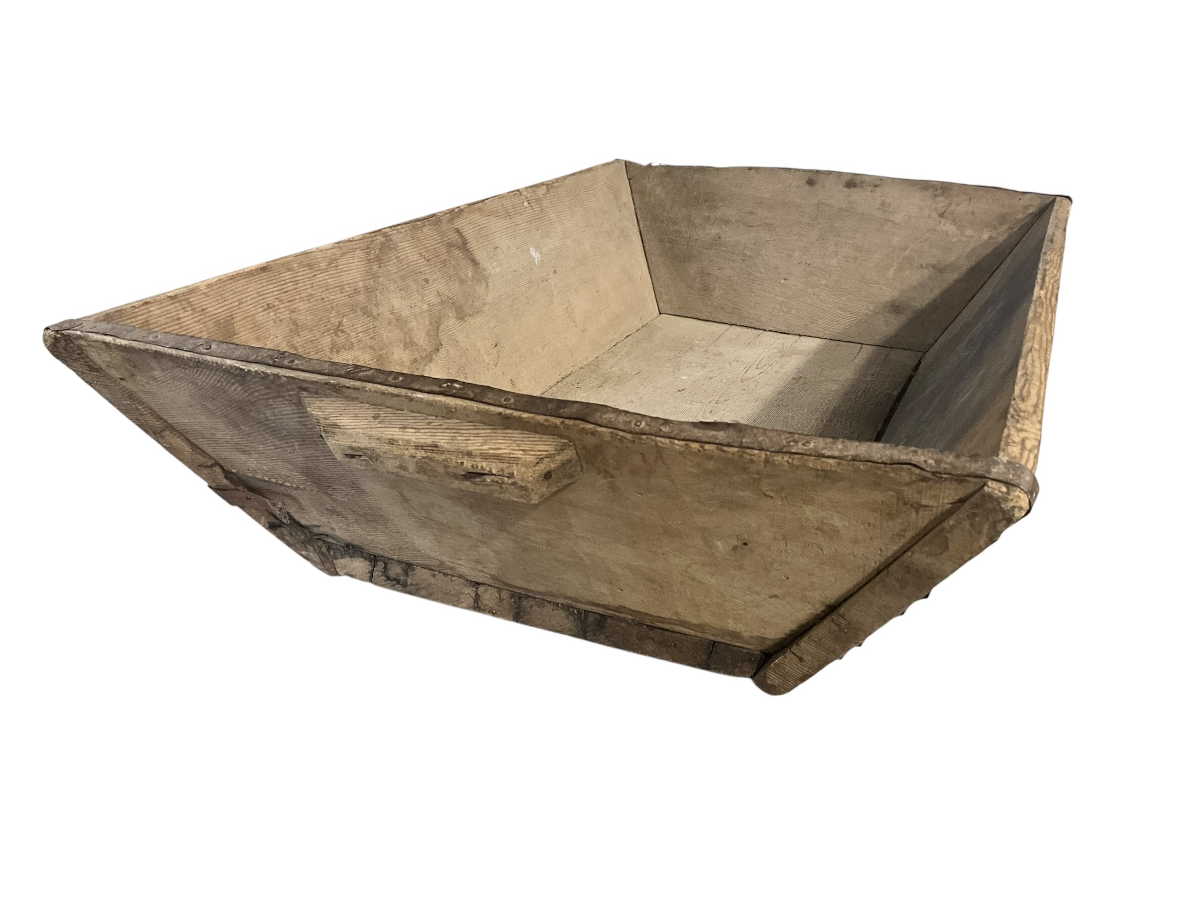Old Antique European Wooden Trough Dough Bowl