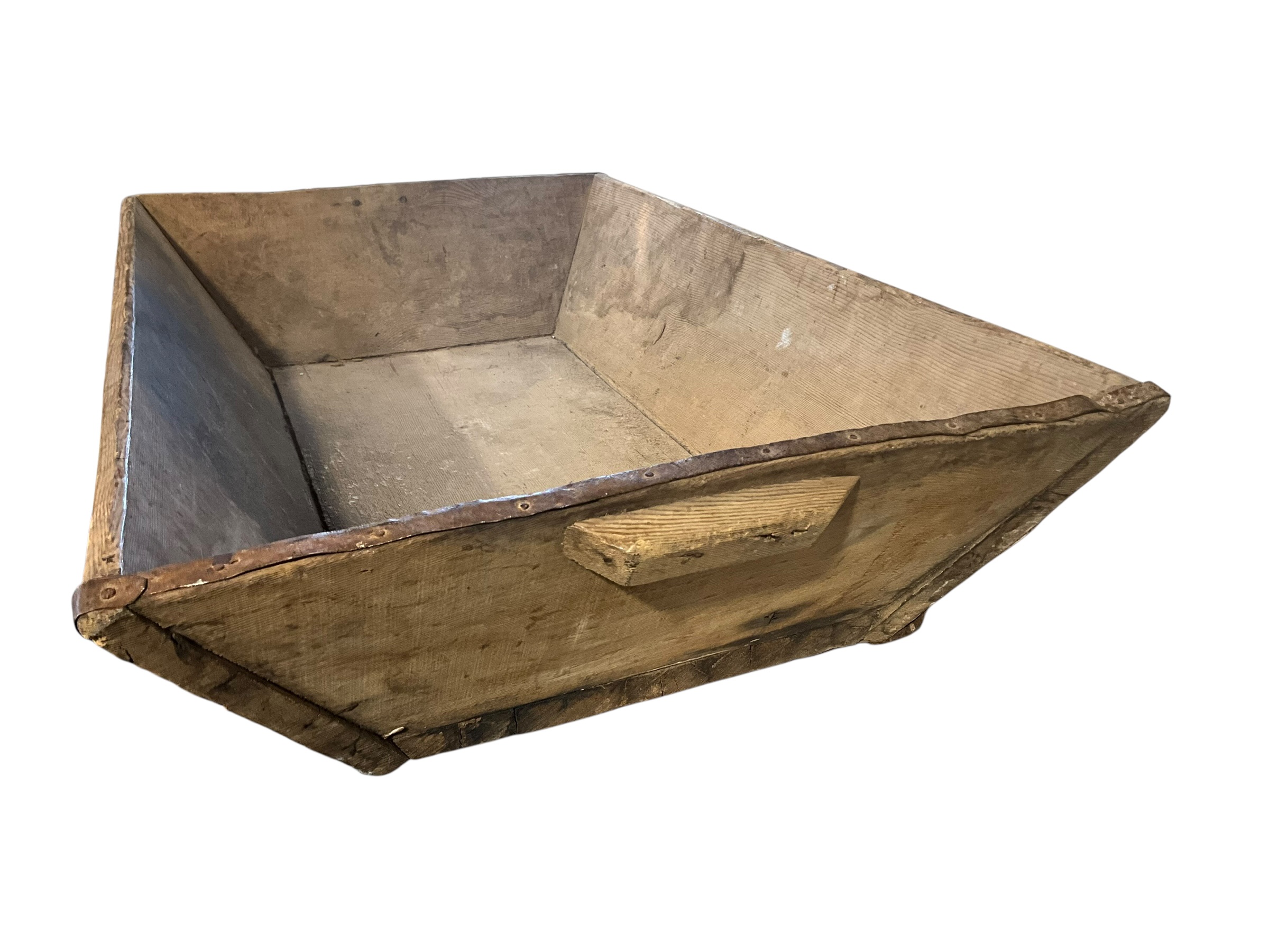 Old Antique European Wooden Trough Dough Bowl