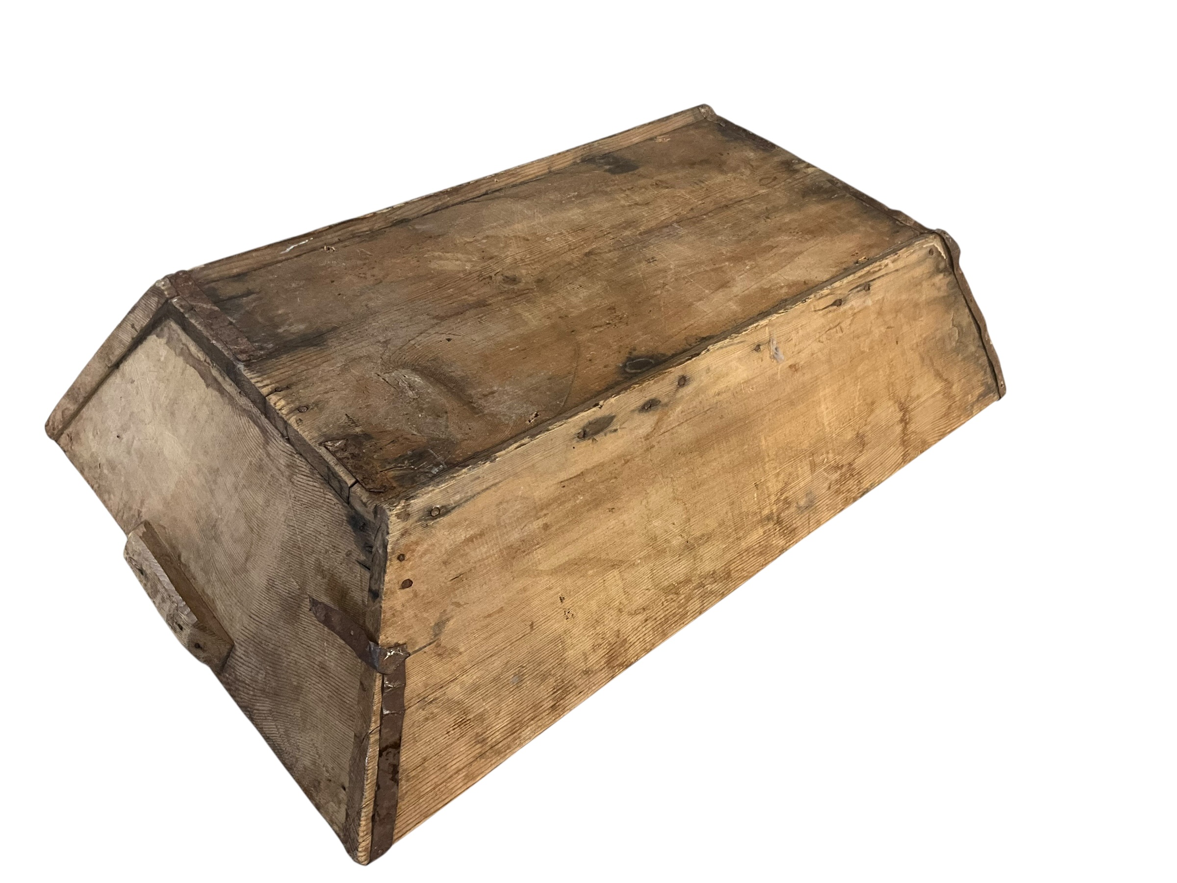 Old Antique European Wooden Trough Dough Bowl