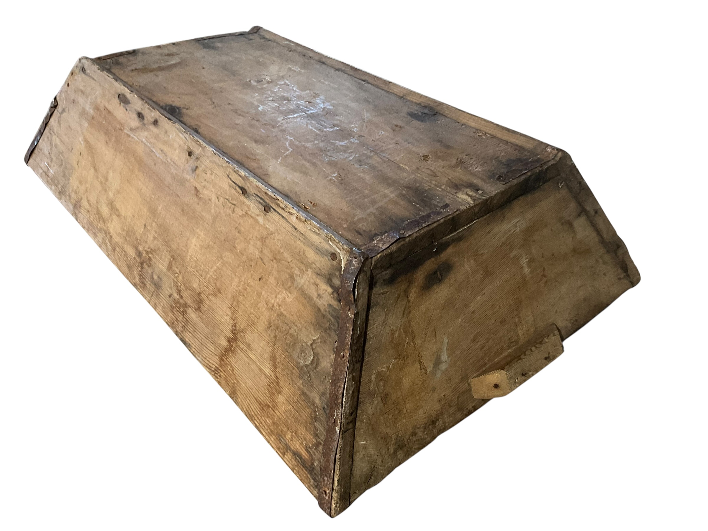 Old Antique European Wooden Trough Dough Bowl