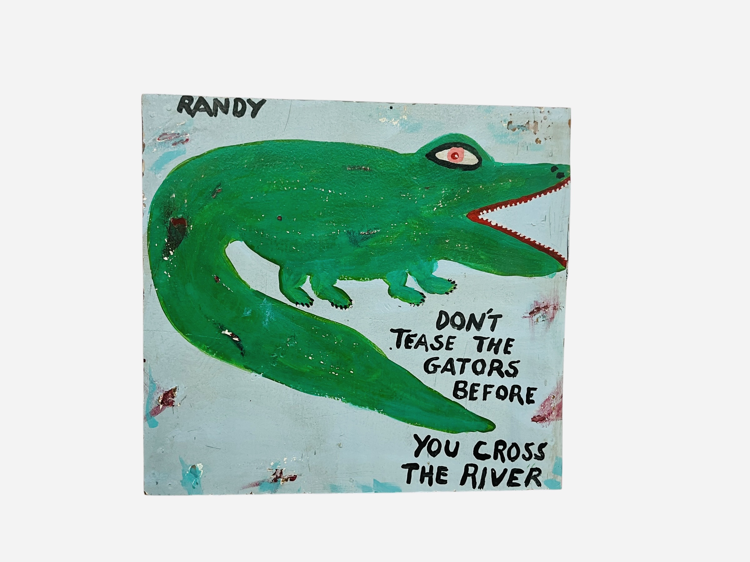 Randy Tobias Gator Folk Art Painting On Board