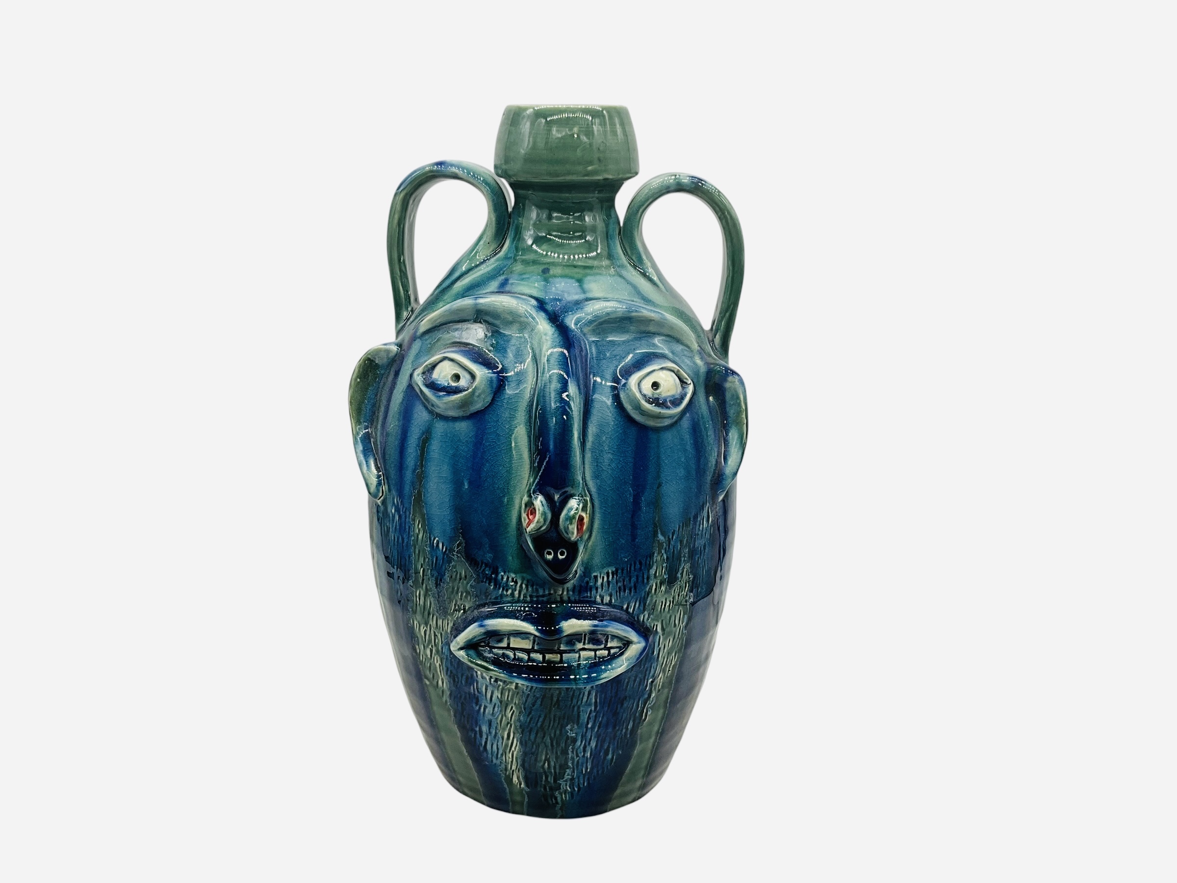 Large Randy Tobias Snake Nose Face Jug