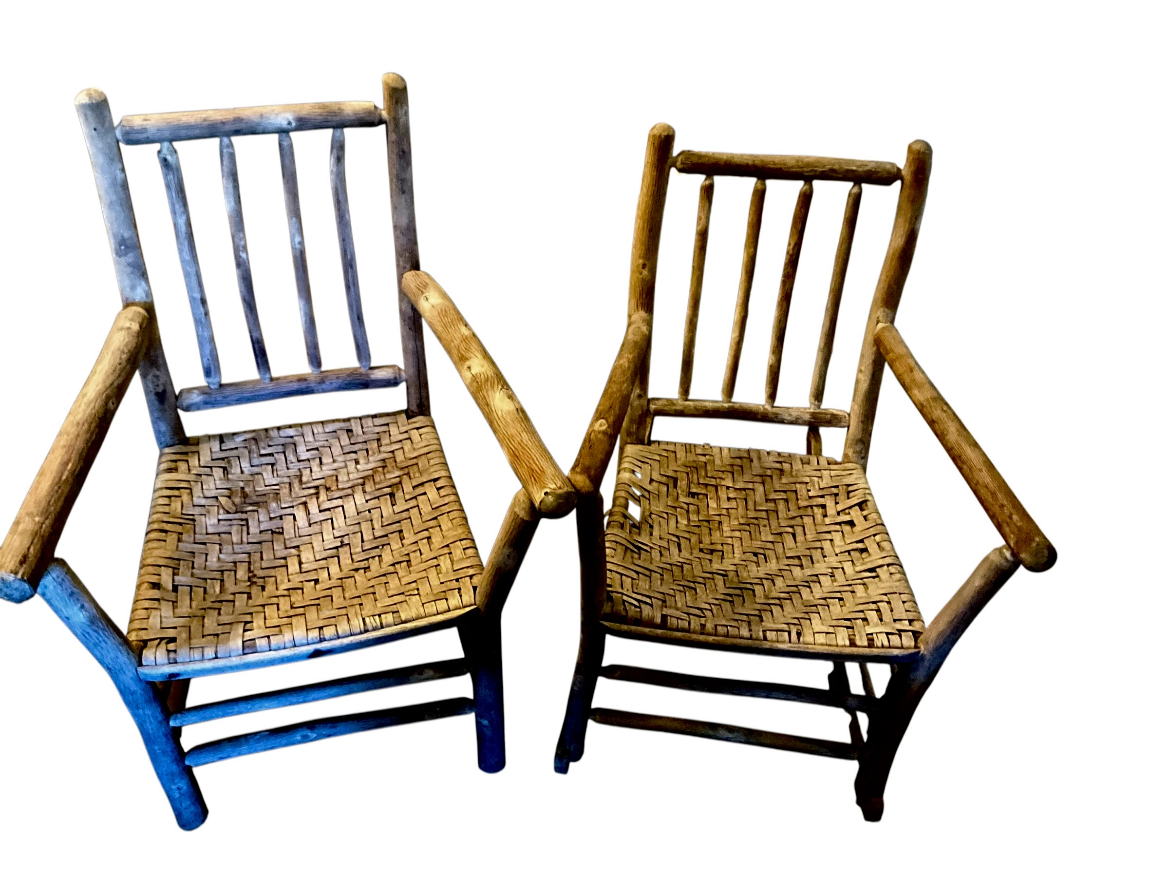Pair Vintage Old Hickory Chairs / 1 Chair 1 Rocker