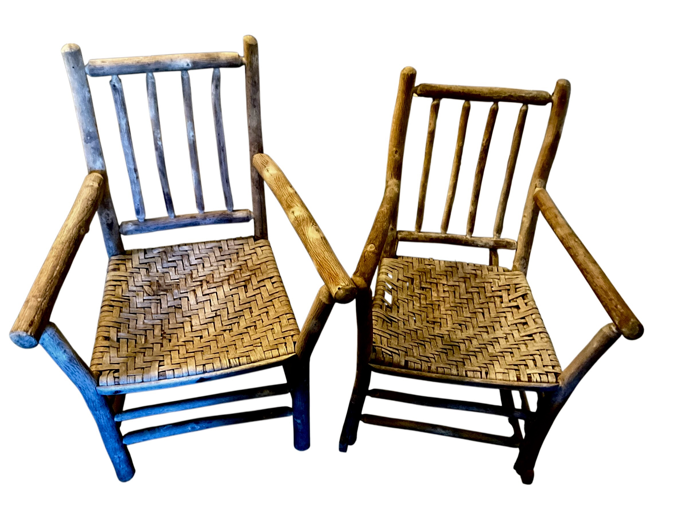Pair Vintage Old Hickory Chairs / 1 Chair 1 Rocker