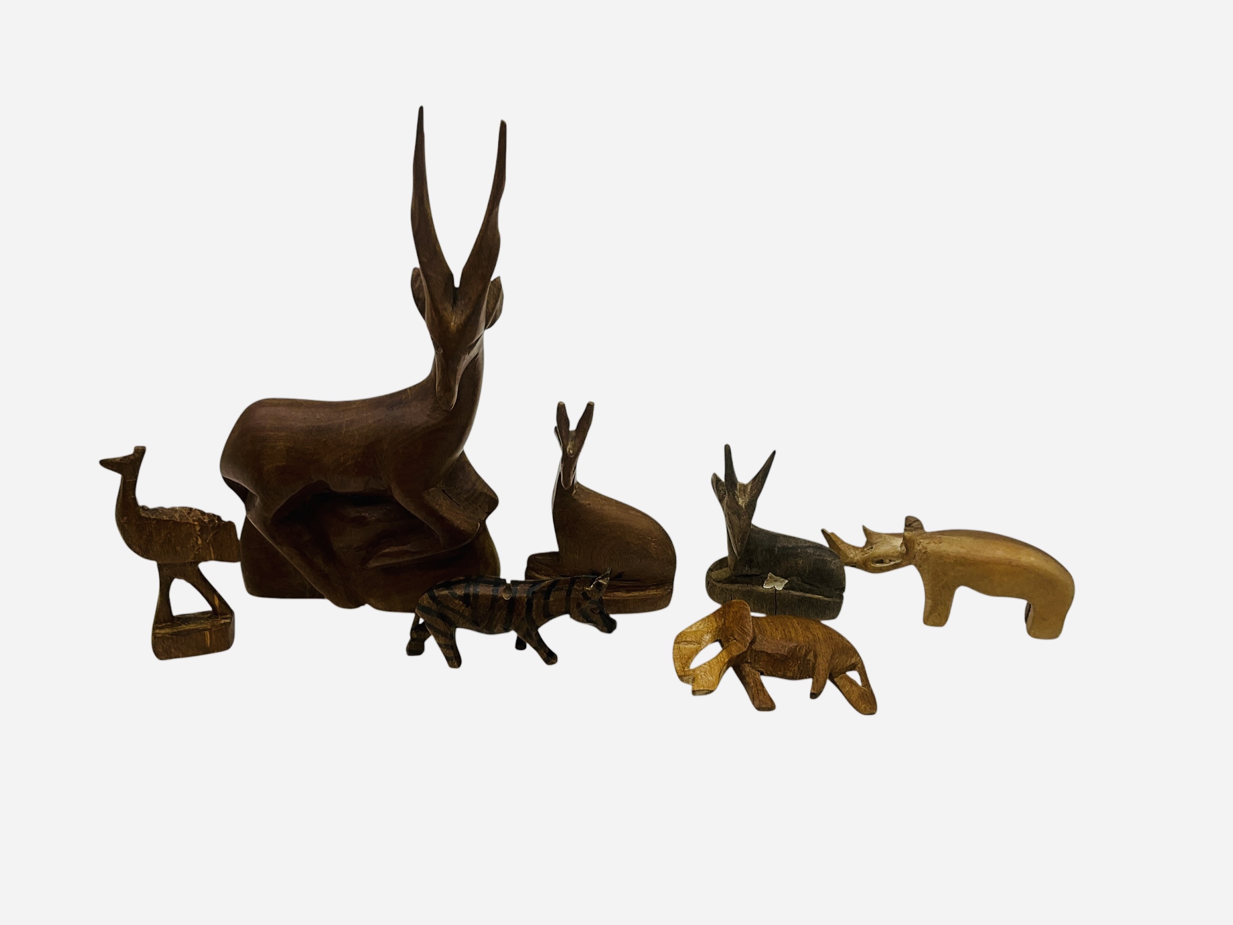 Seven Wood Carved Animals