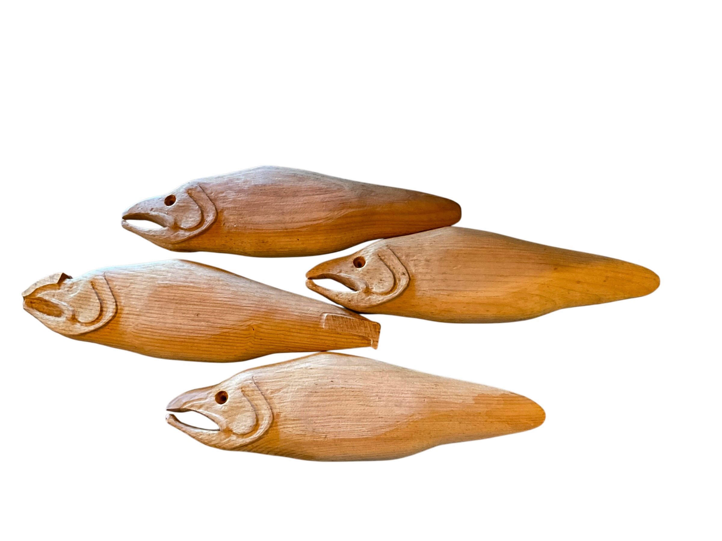 Lot Of 4 Large Hand Carved Fish 16” Long