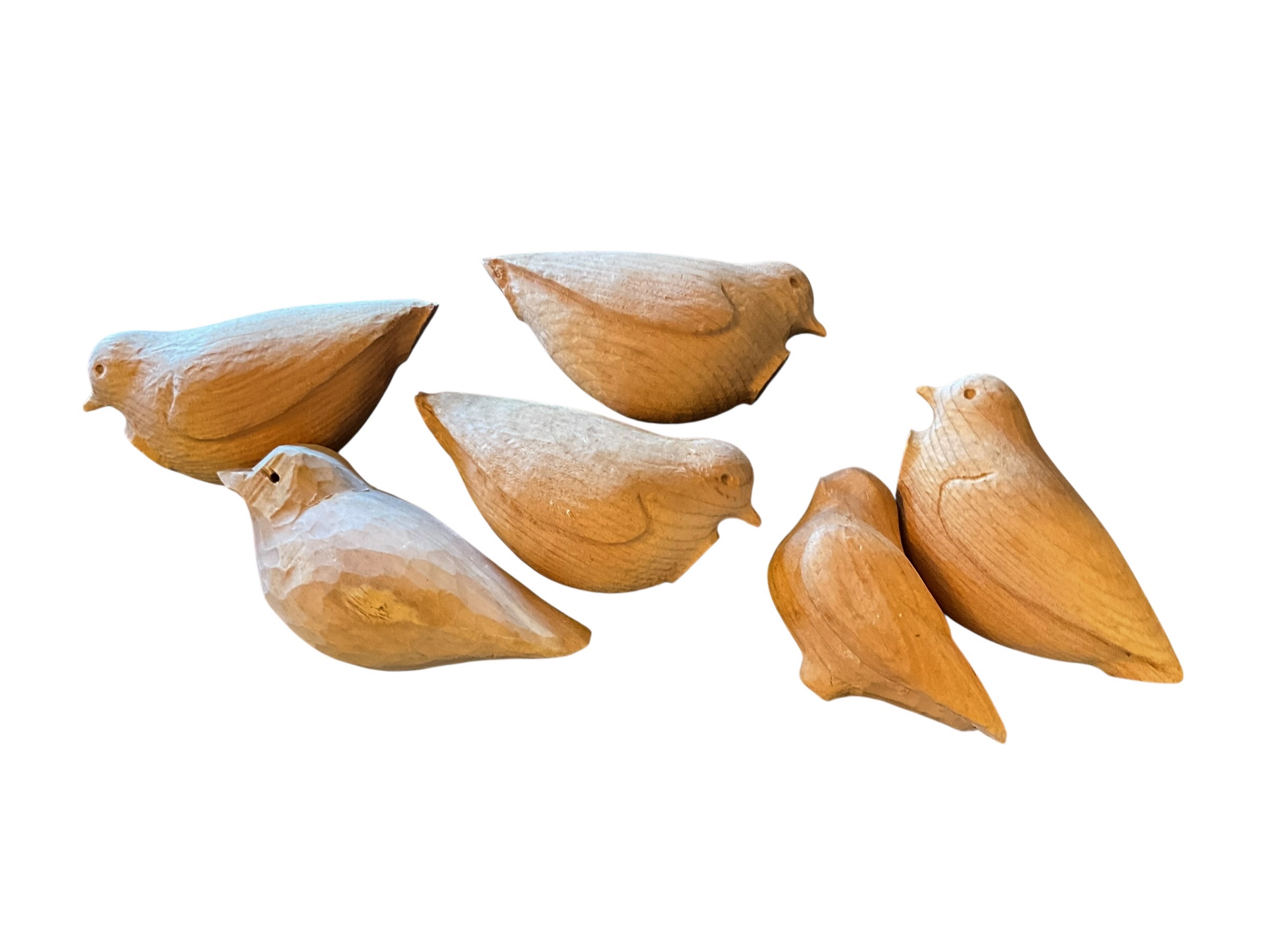 Lot Of 6 Hand Carved Birds 5” Long