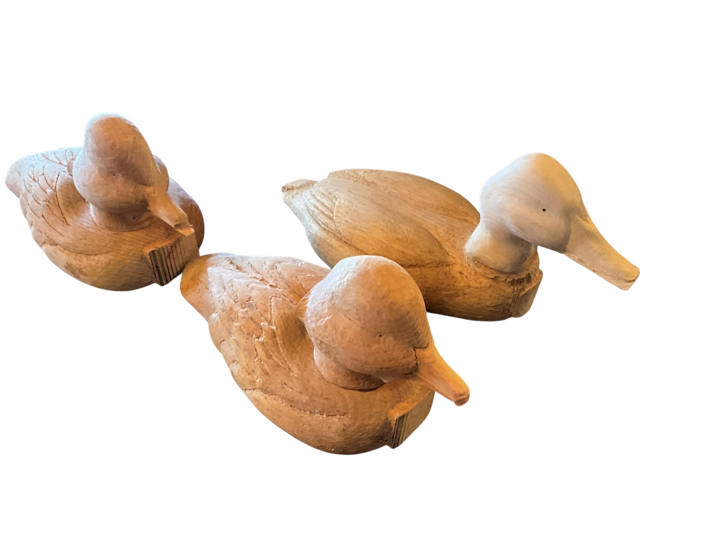 Lot Of 3 Hand Carved Ducks 12” Long