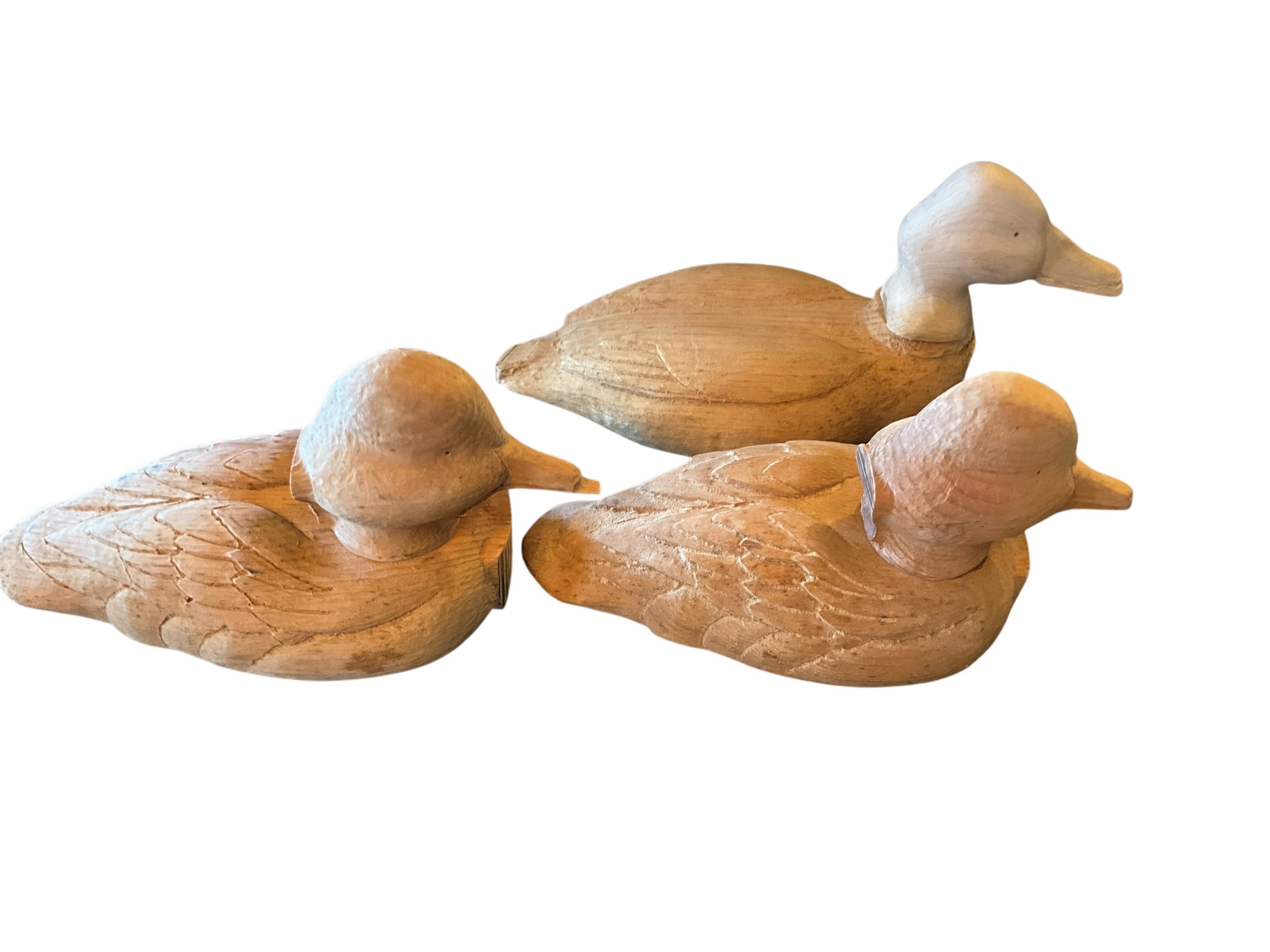 Lot Of 3 Hand Carved Ducks 12” Long
