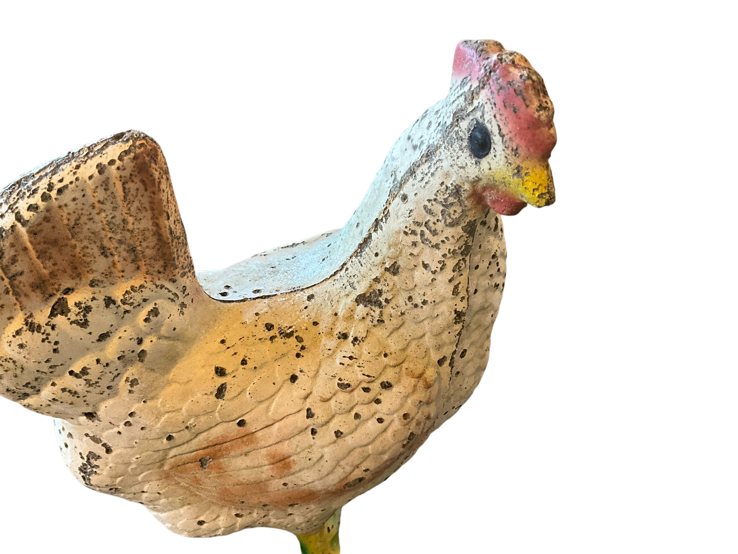 Pair Of Vintage Concrete Chickens Large & Small