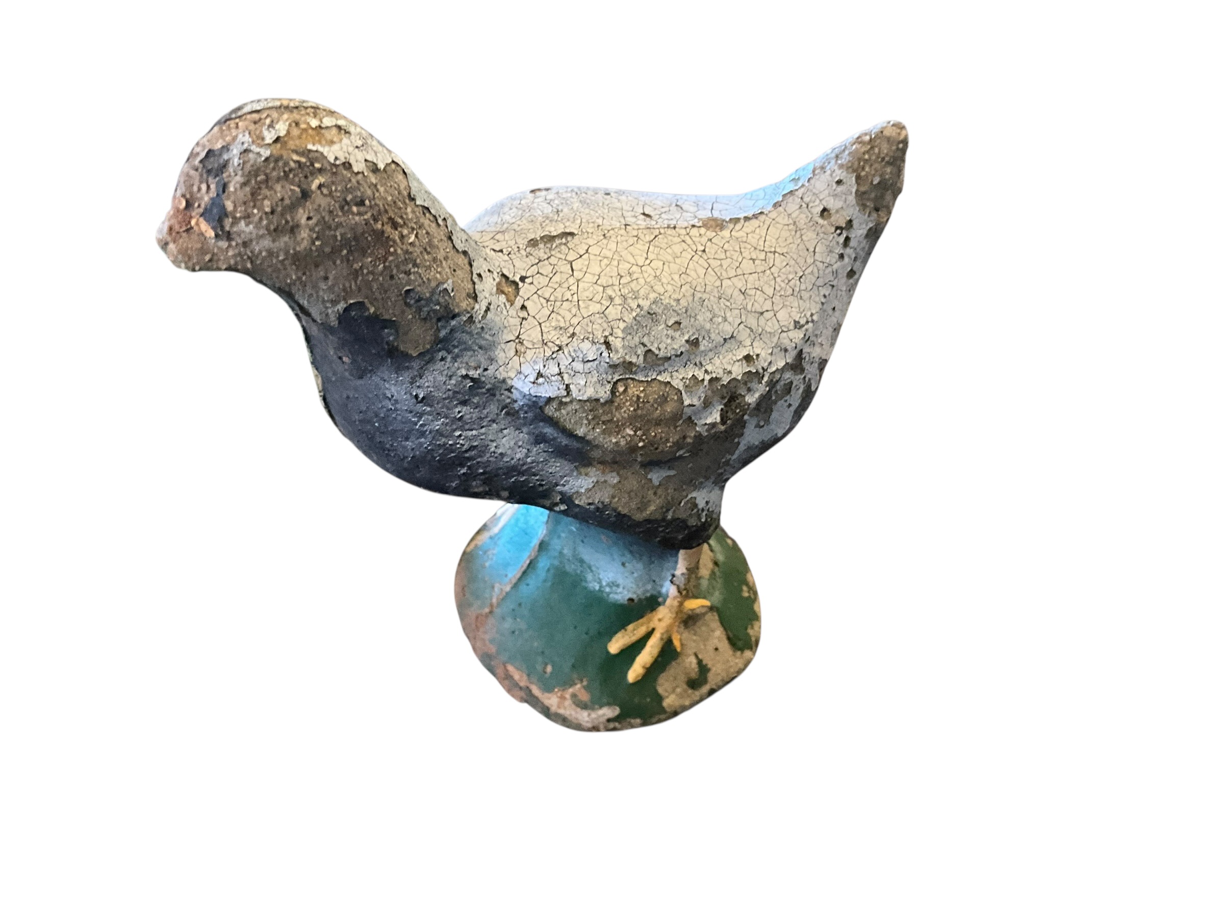 Pair Of Vintage Concrete Chickens Large & Small