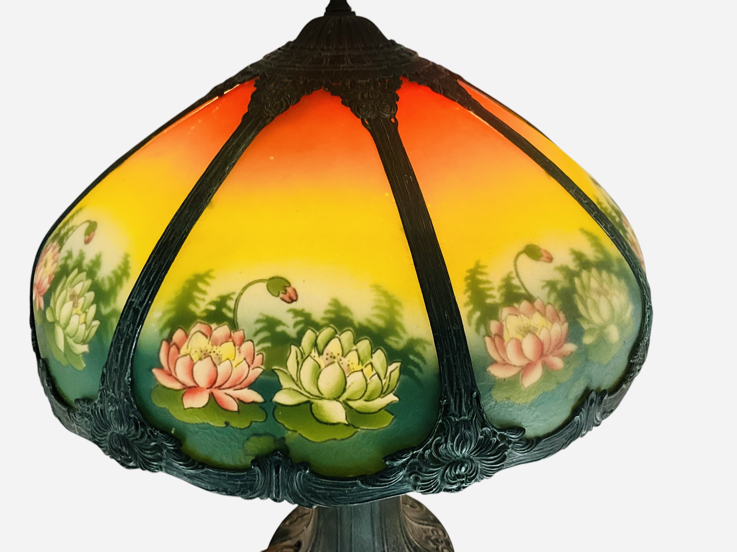 Pittsburgh Lamp Co Reverse Painted Table Lamp