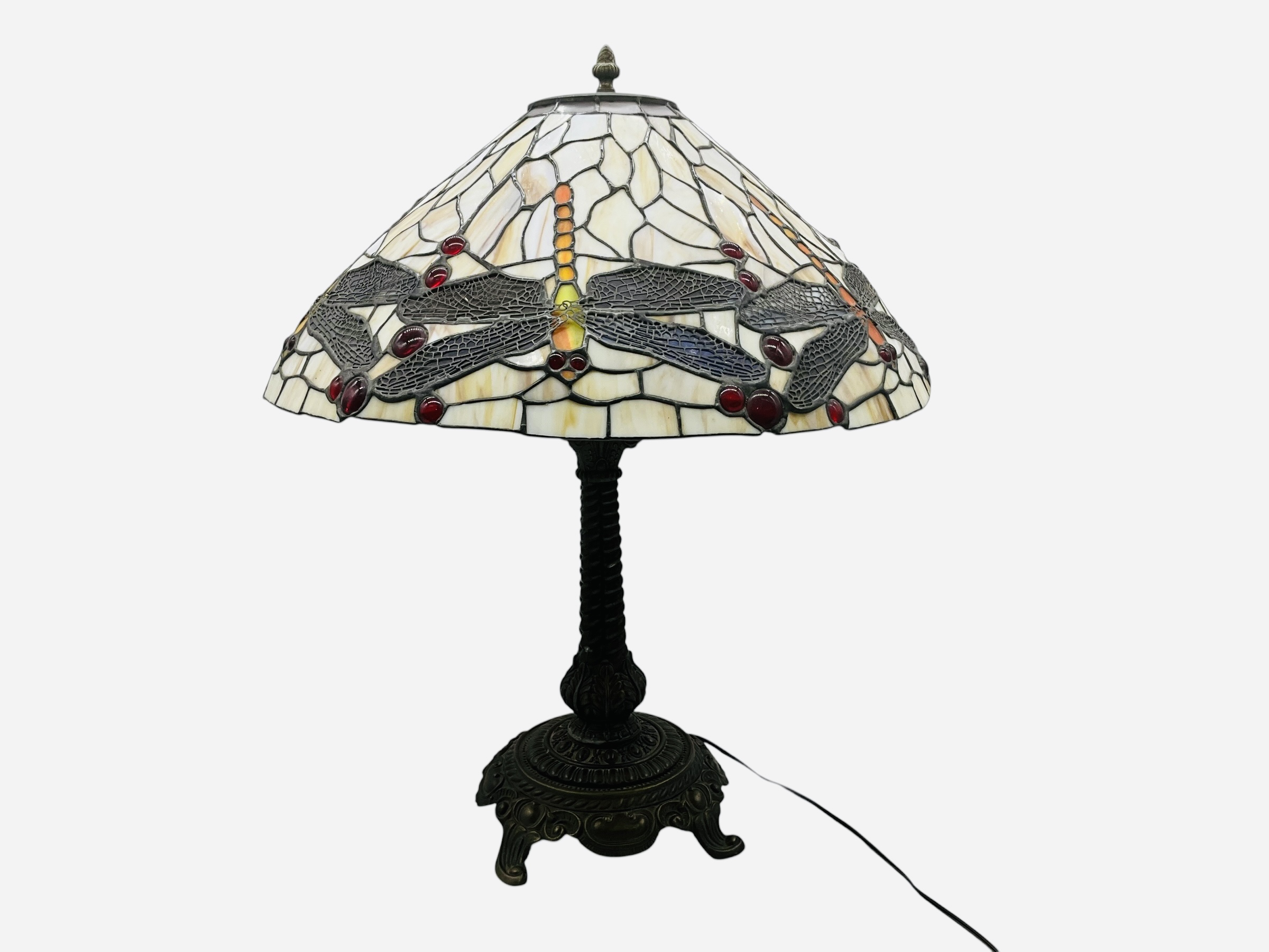 Drop Head Dragonfly Tiffany Style Glass Shade Table Lamp