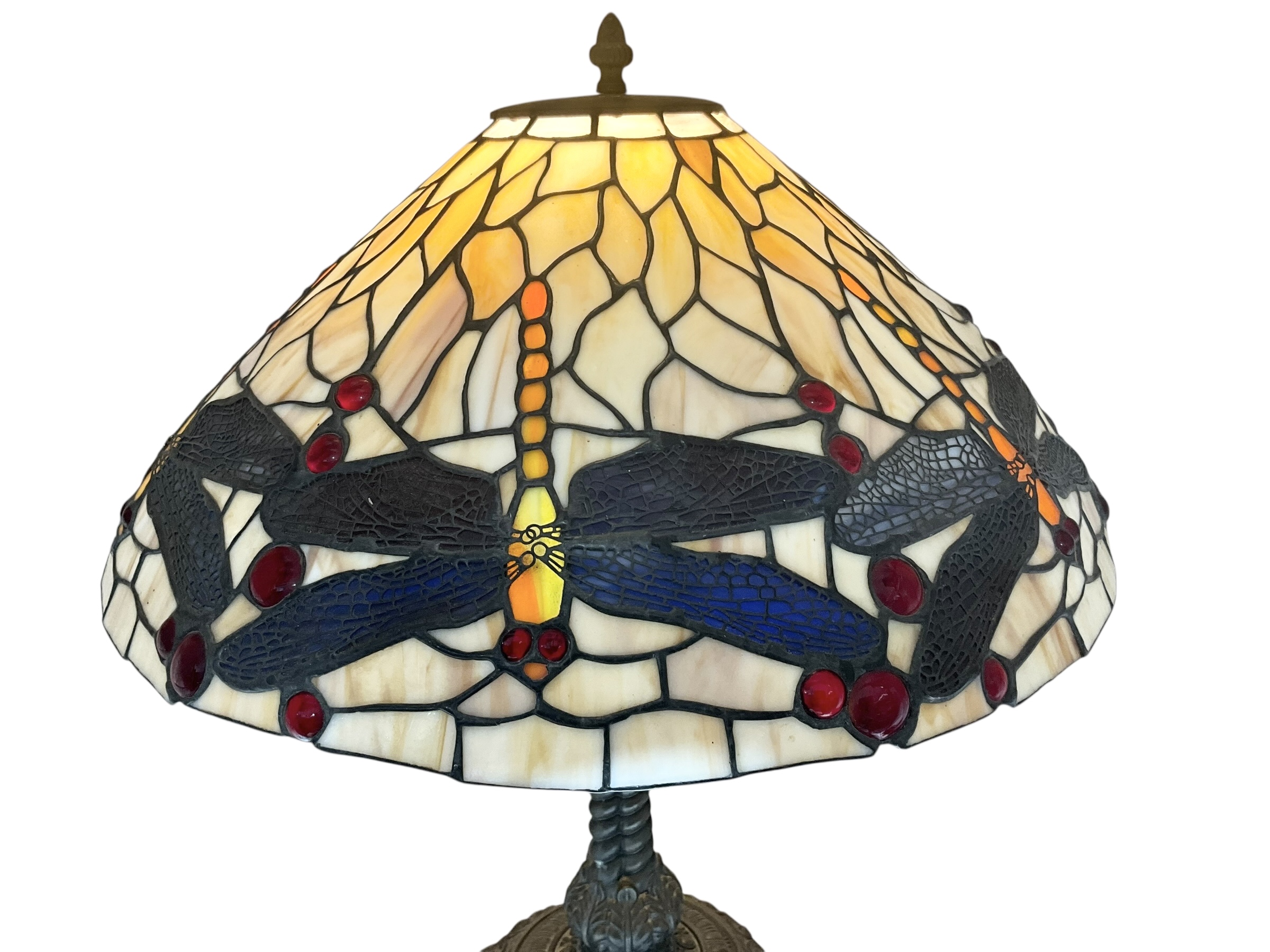 Drop Head Dragonfly Tiffany Style Glass Shade Table Lamp