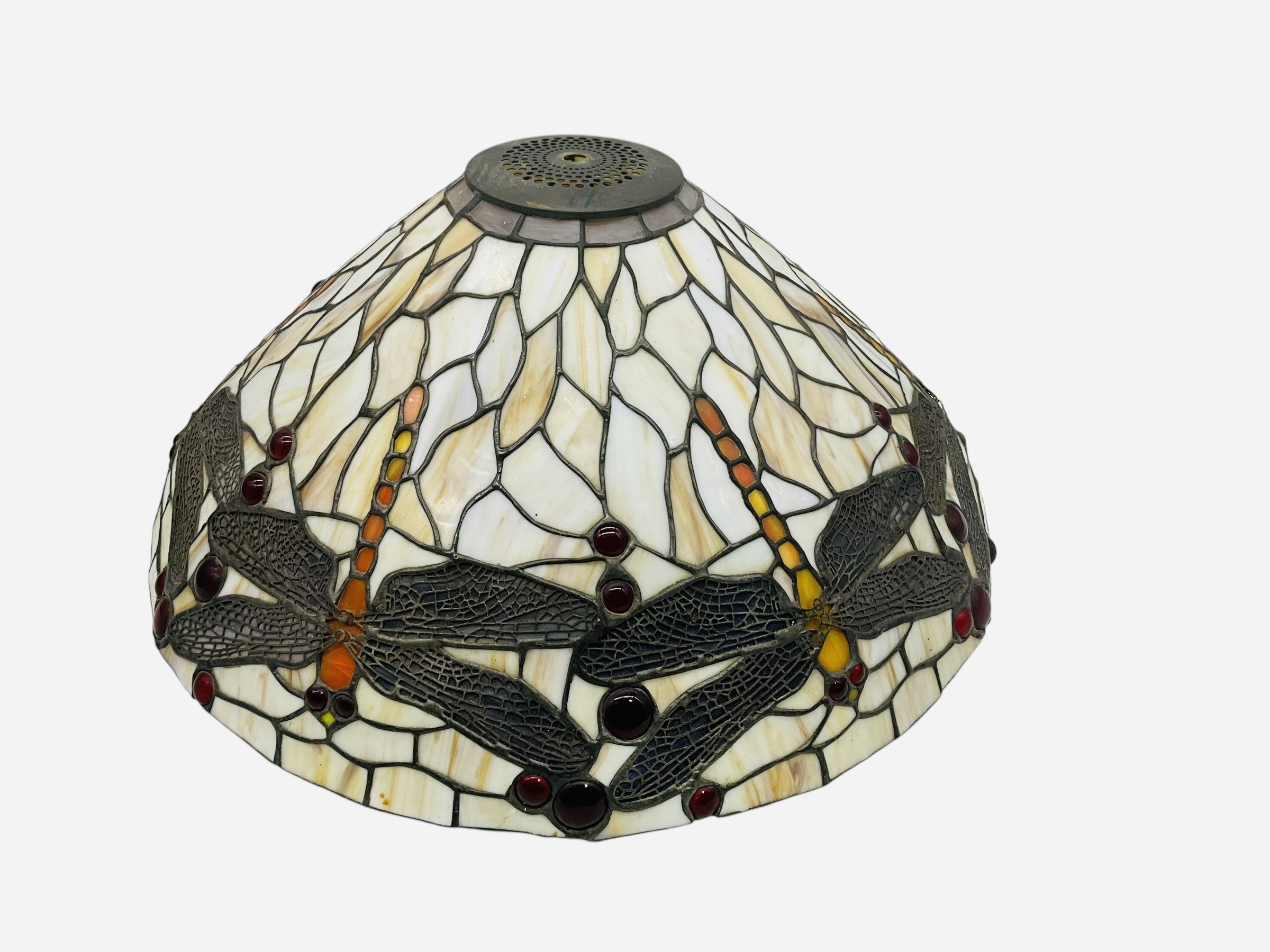 Drop Head Dragonfly Tiffany Style Glass Shade Table Lamp