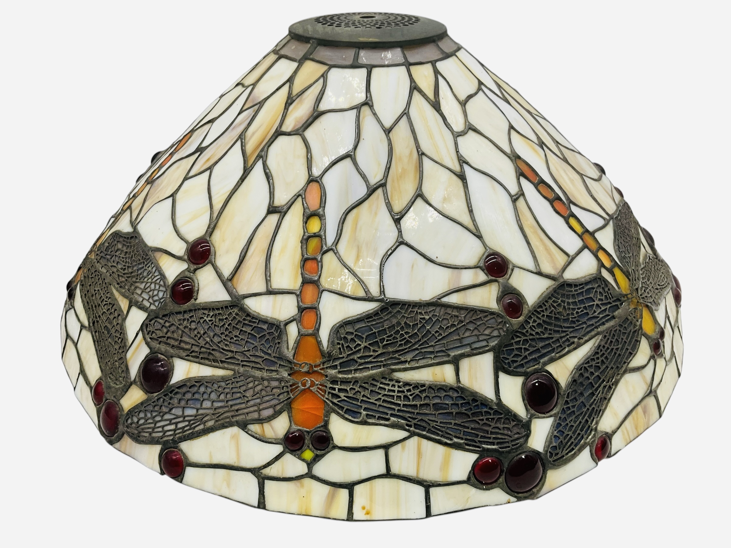 Drop Head Dragonfly Tiffany Style Glass Shade Table Lamp