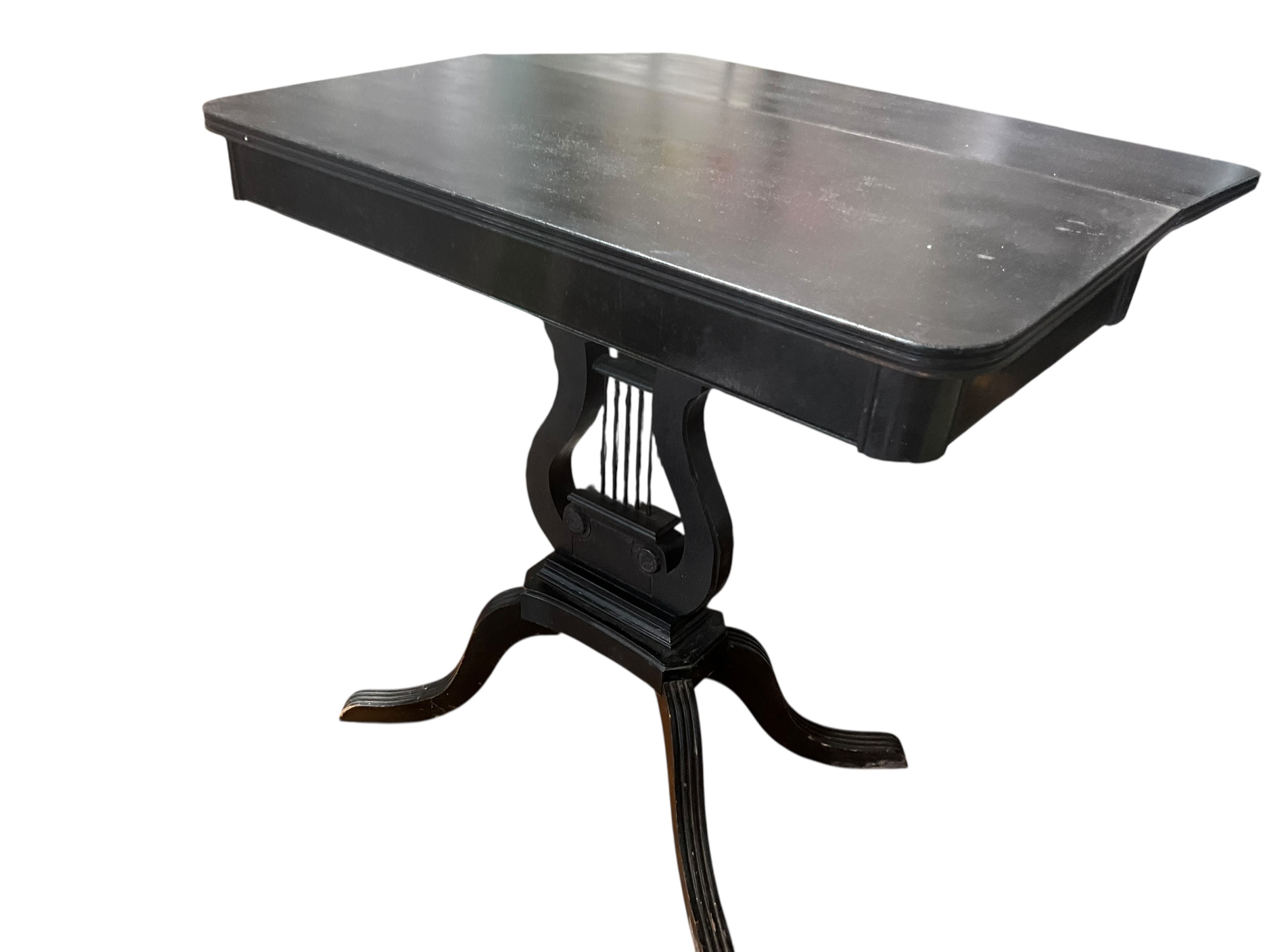 Vintage Black Harp Lyre Game Table