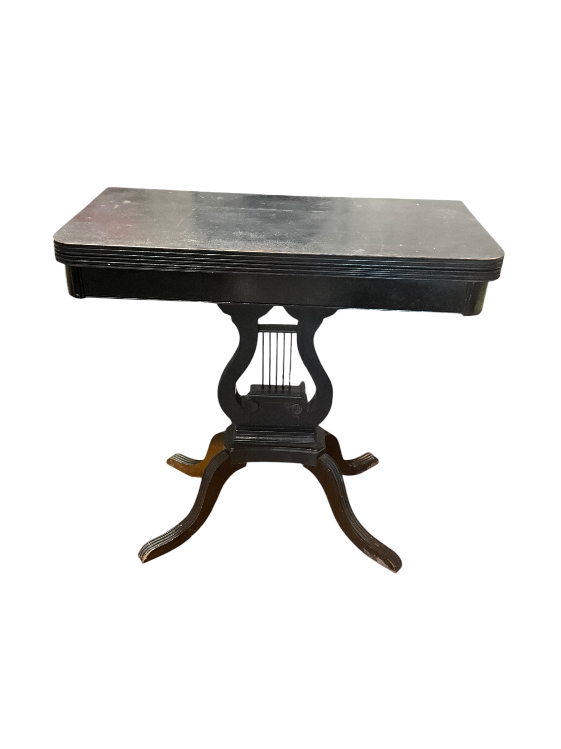 Vintage Black Harp Lyre Game Table