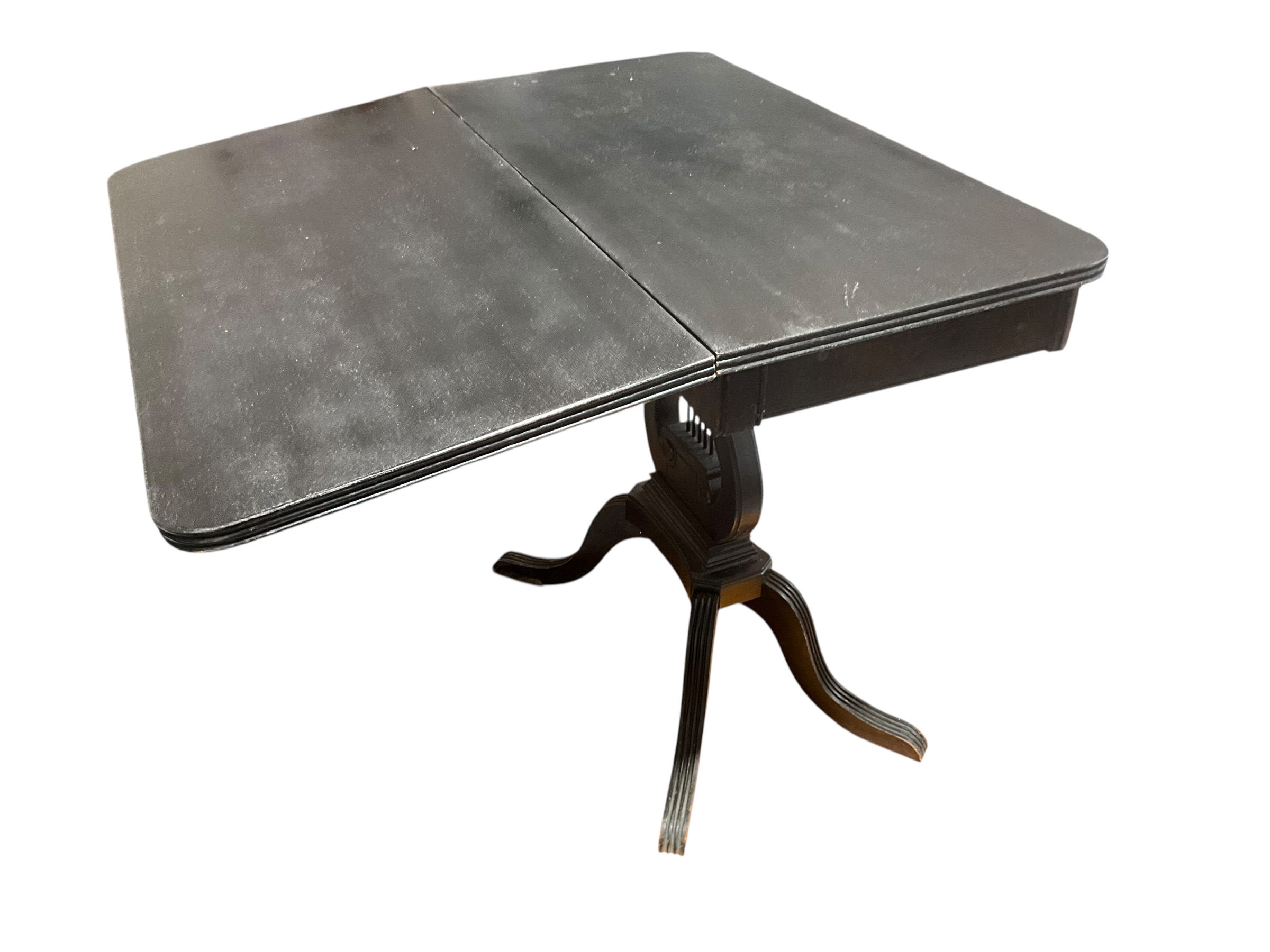 Vintage Black Harp Lyre Game Table