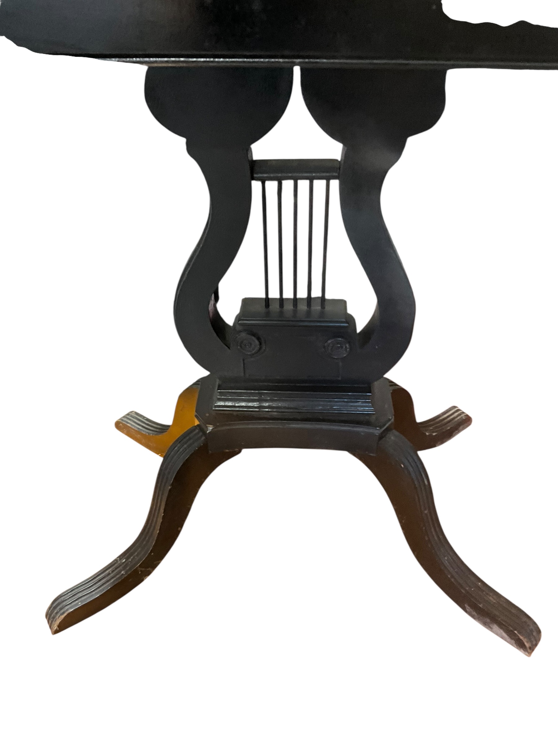 Vintage Black Harp Lyre Game Table