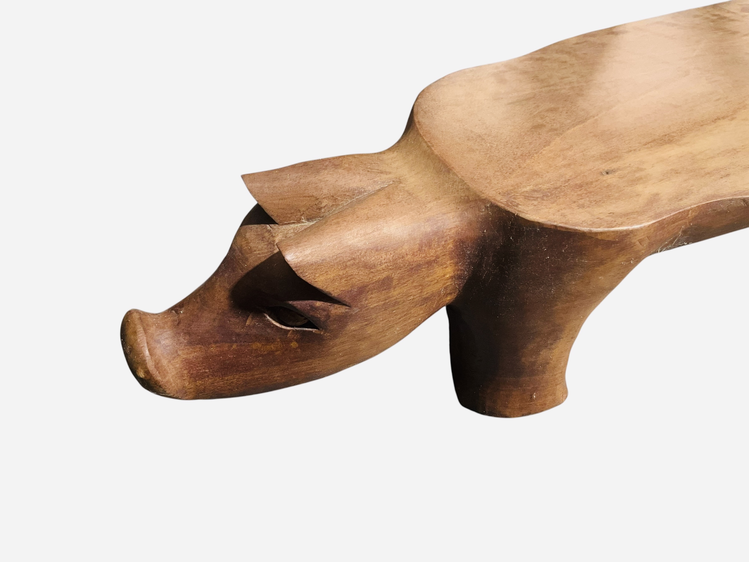 Vintage Hand Carved Wood Pig Serving Tray