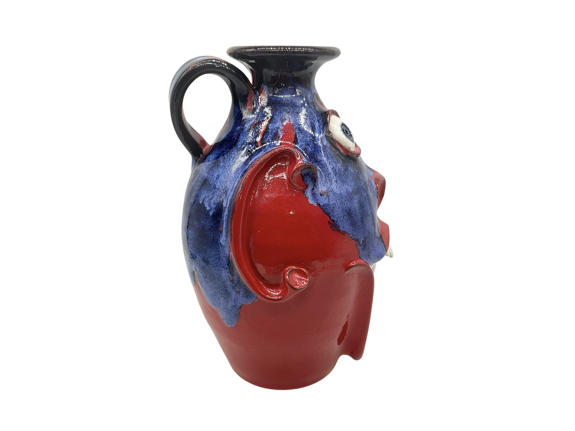 Jonathon Corn Patriotic Red, White, & Blue Folk Pottery Face Jug