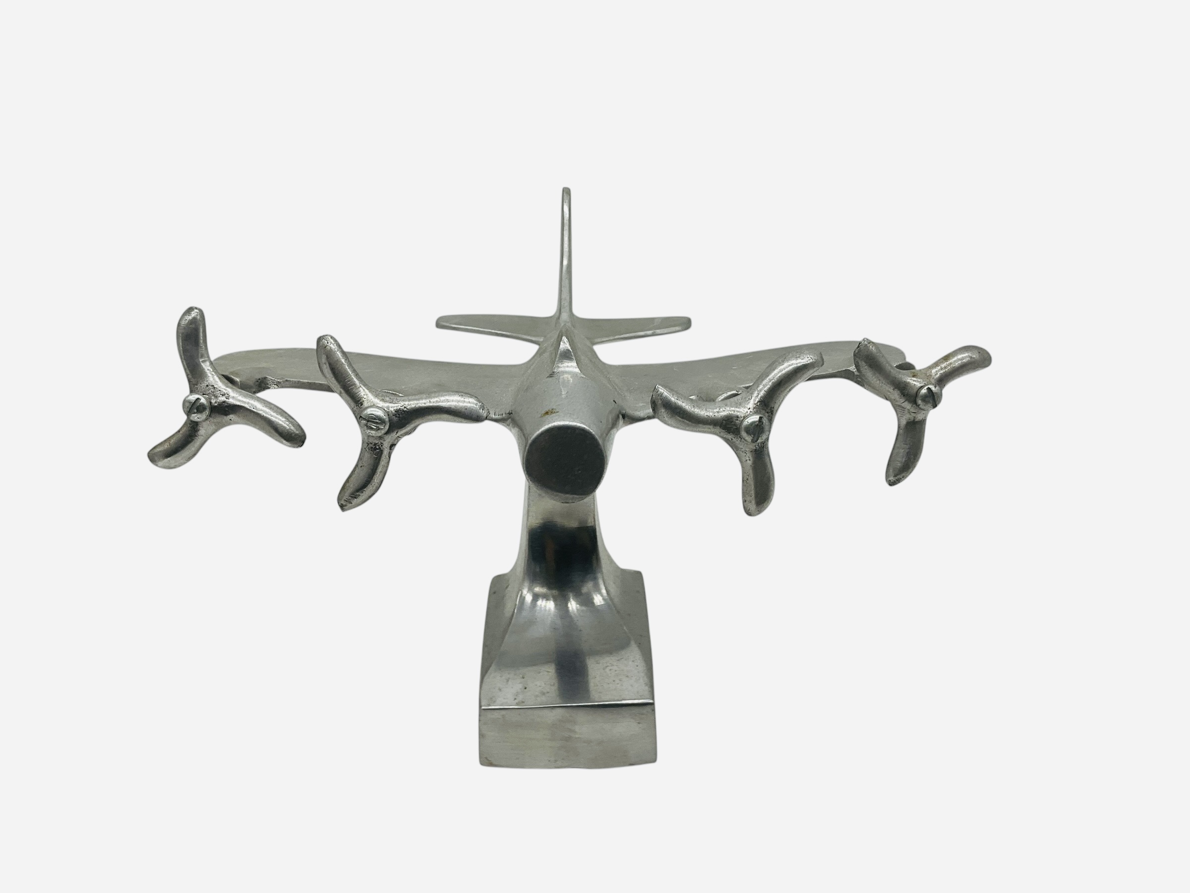 Vintage Art Deco Chrome Metal Airplane Desk Model