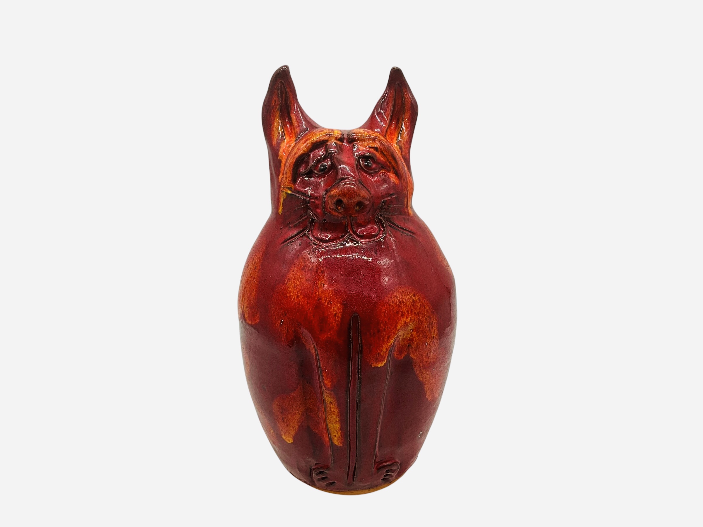 Mike Hanning Red Folk Pottery Cat