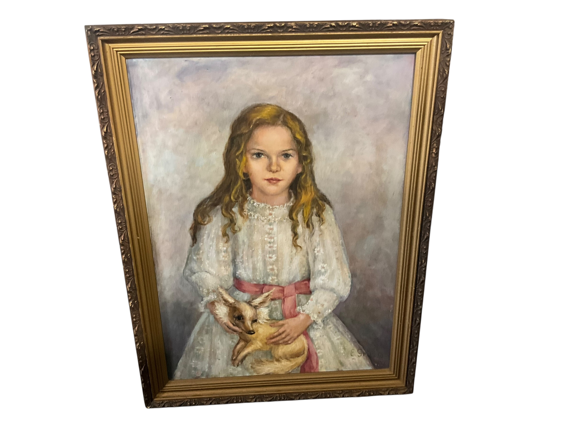 Oil on Canvas - Girl with Dog