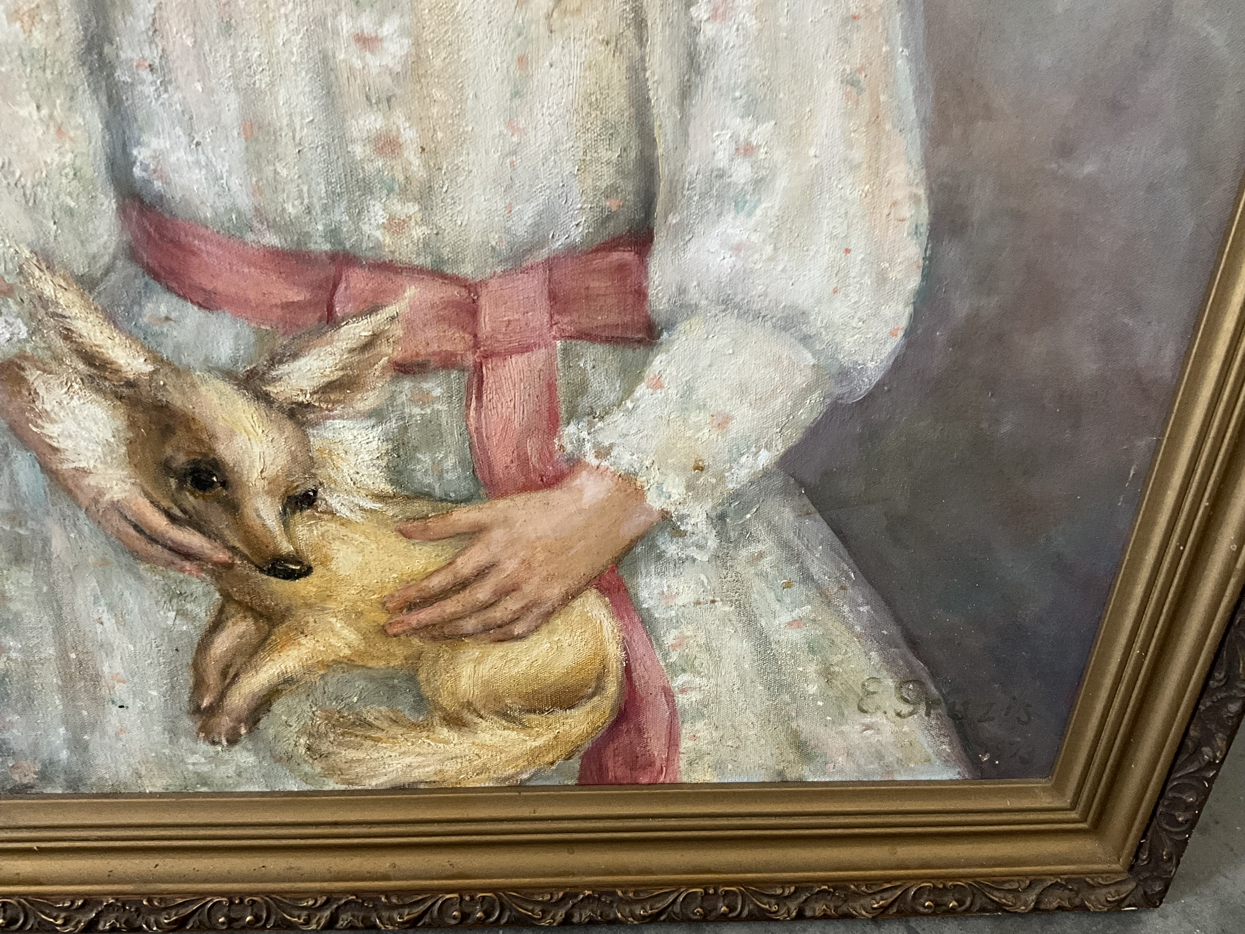 Oil on Canvas - Girl with Dog