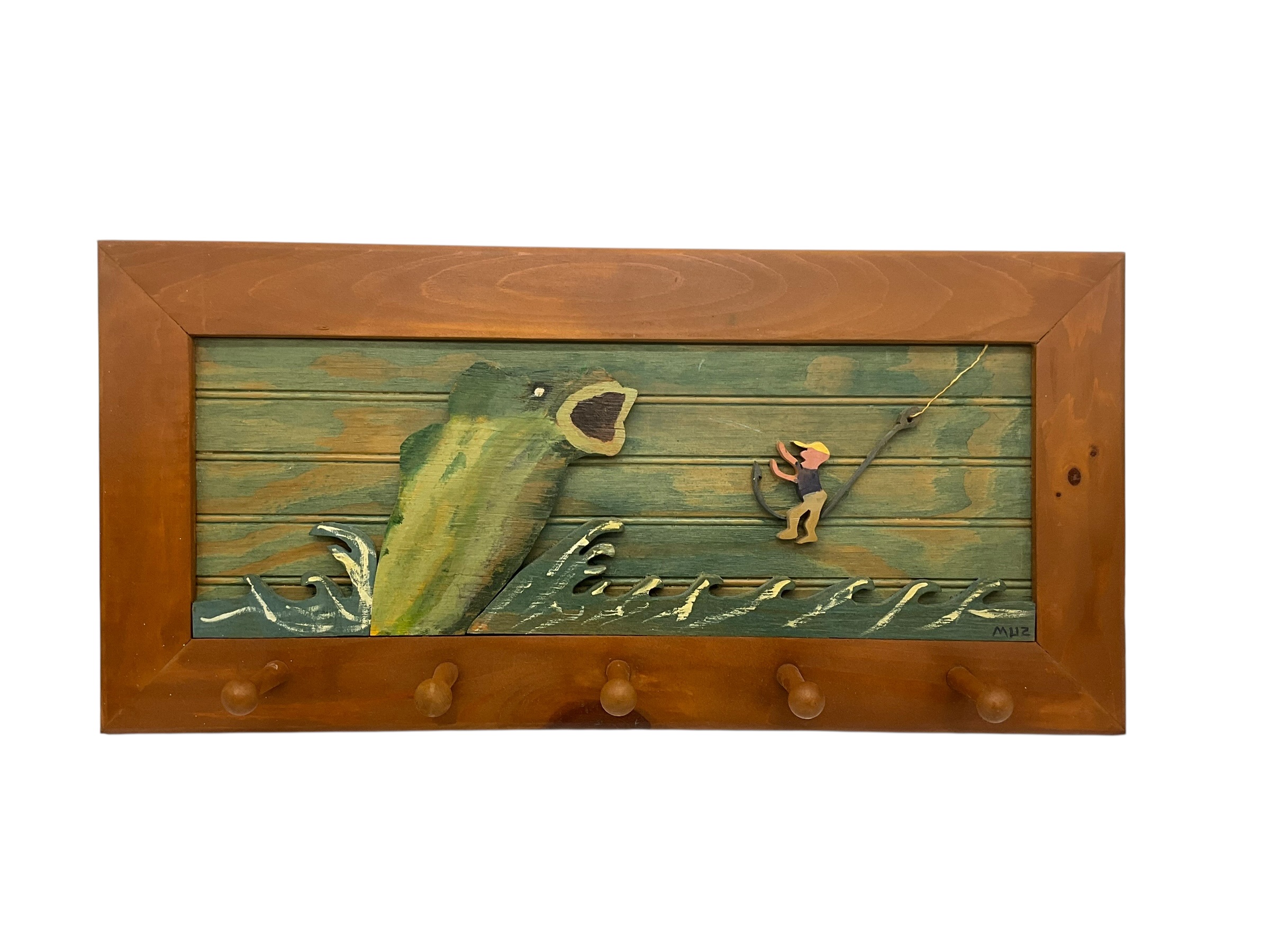 Fish Folk Art Coat Rack