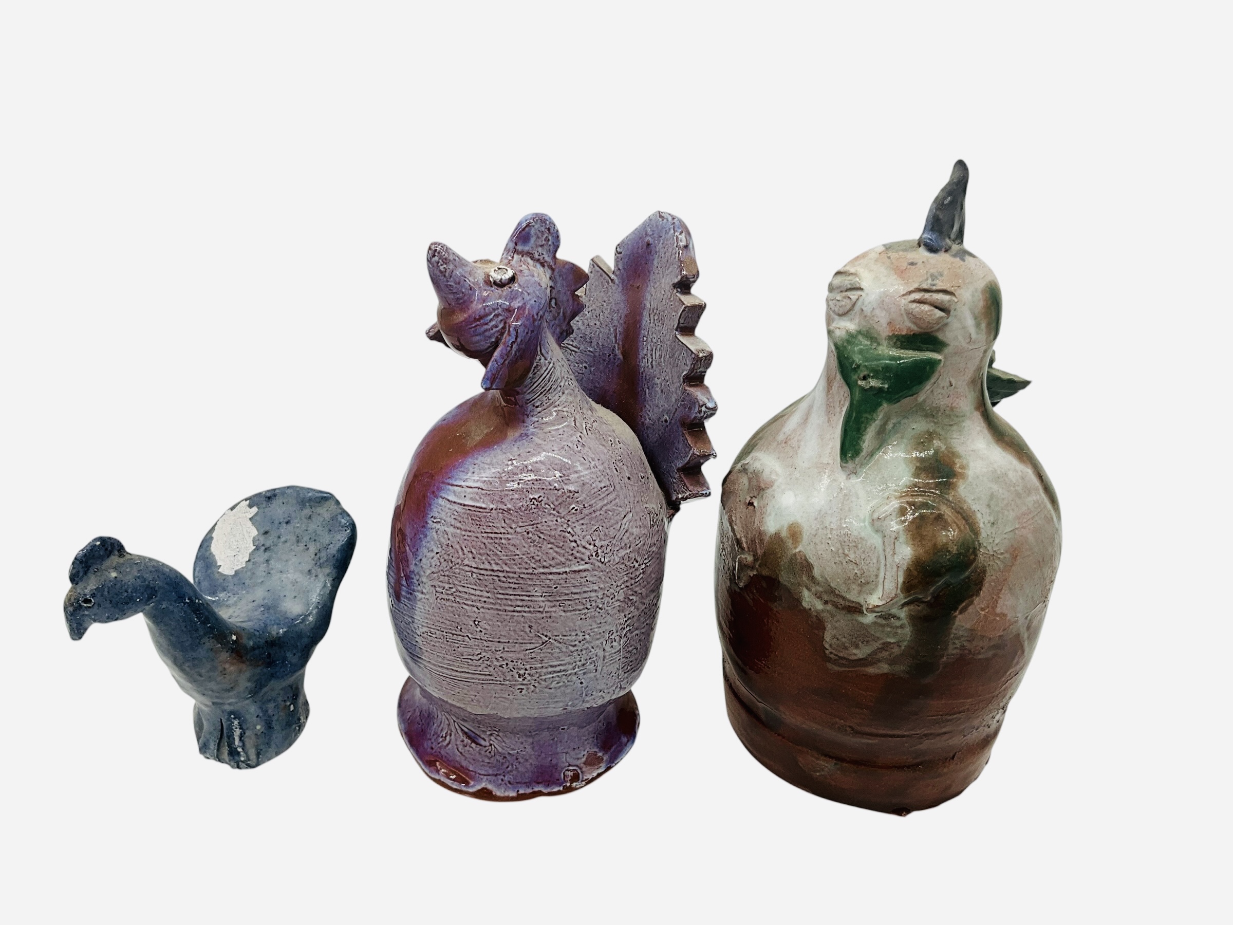 Three Folk Pottery Birds