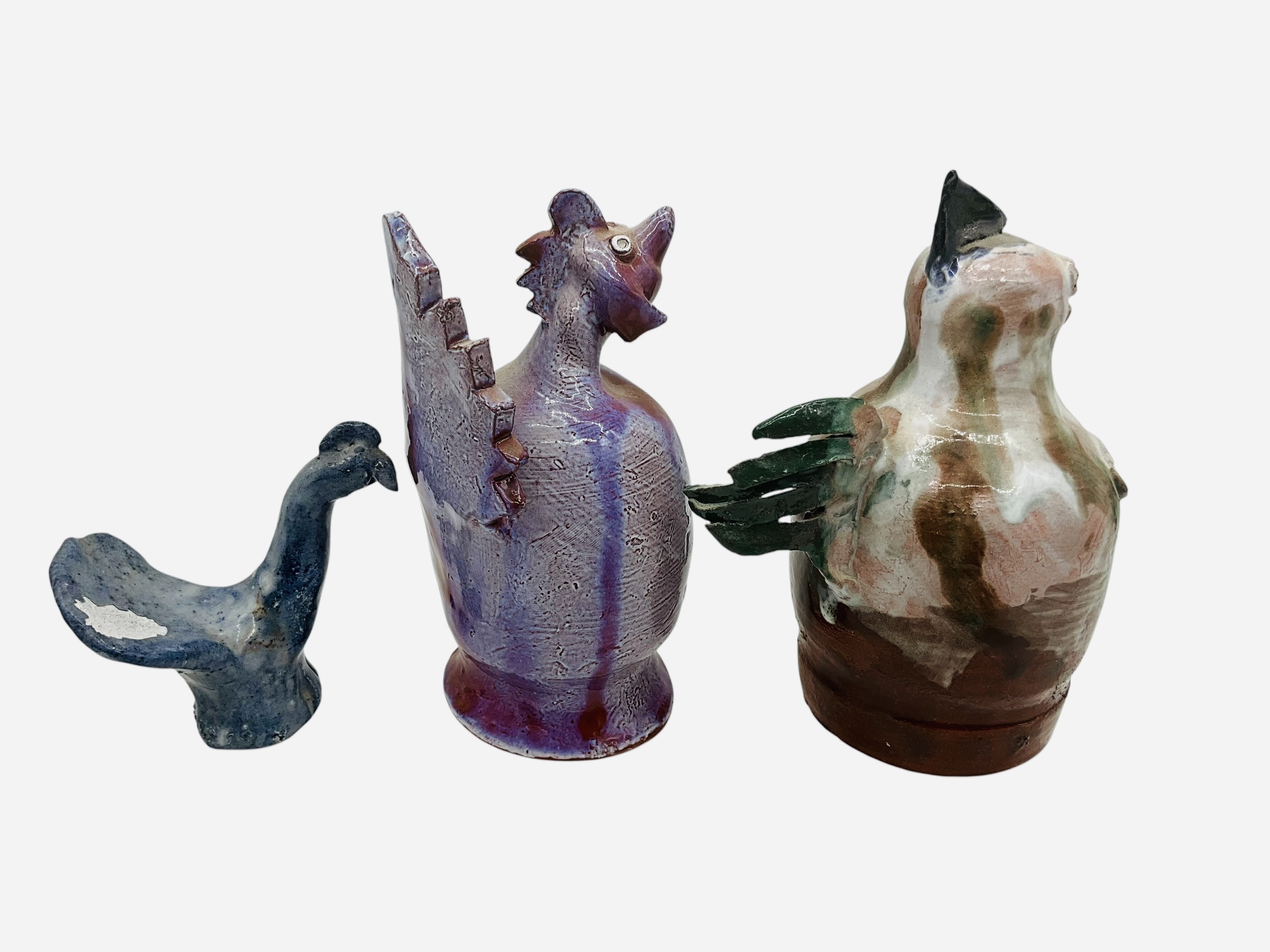 Three Folk Pottery Birds
