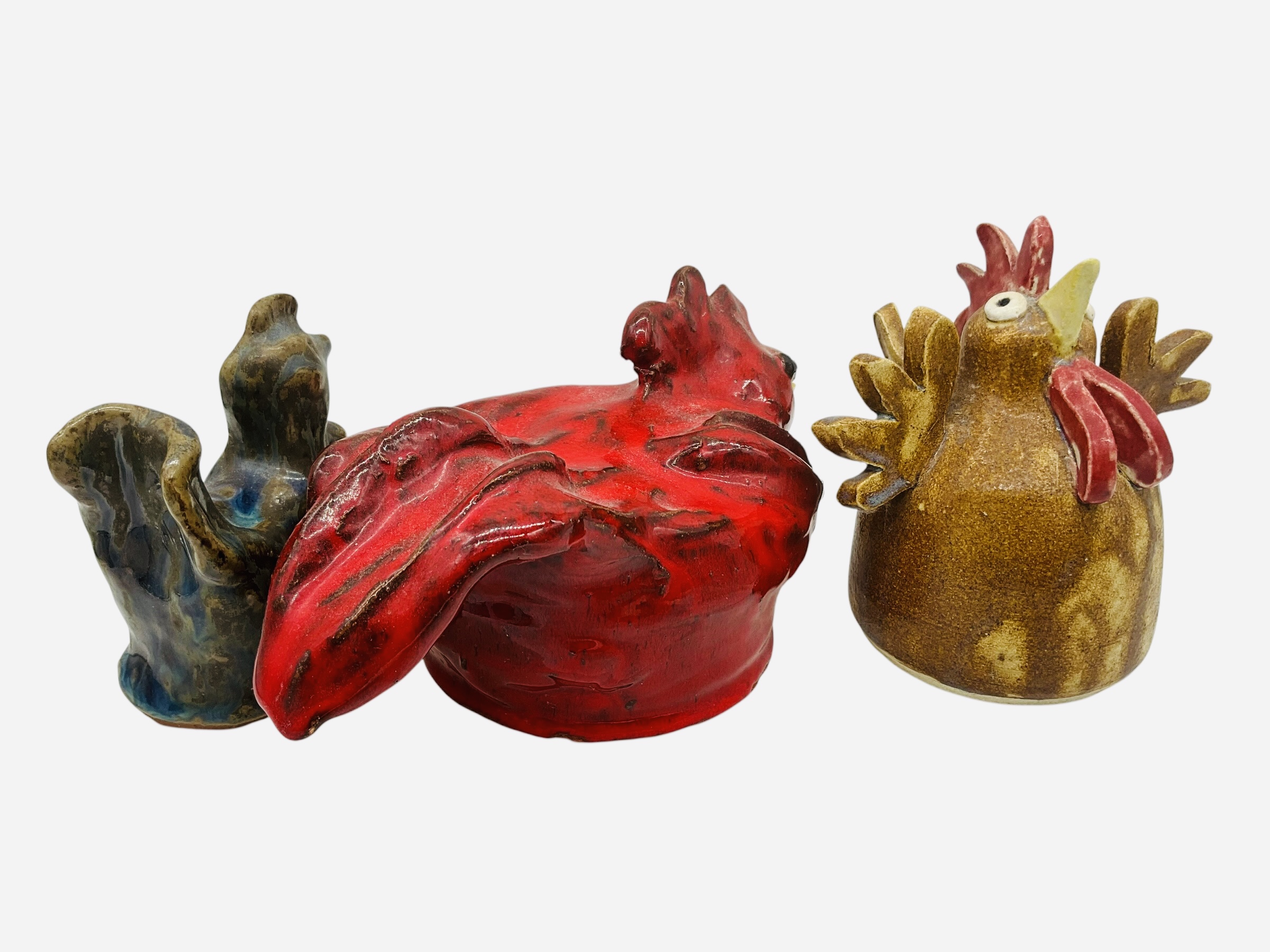 Three Folk Pottery Birds