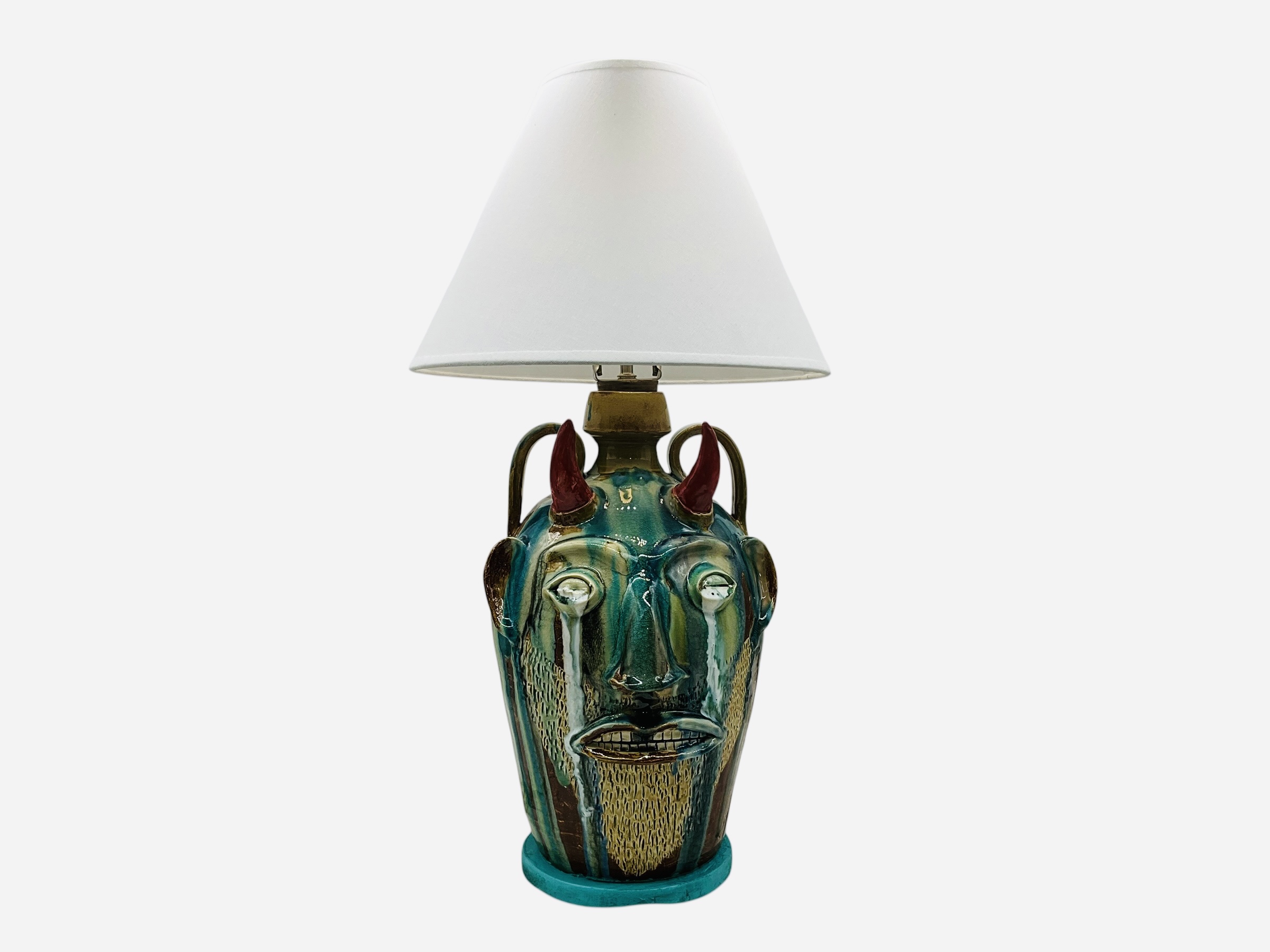 Large Randy Tobias Crying Eyed Devil Face Jug Table Lamp