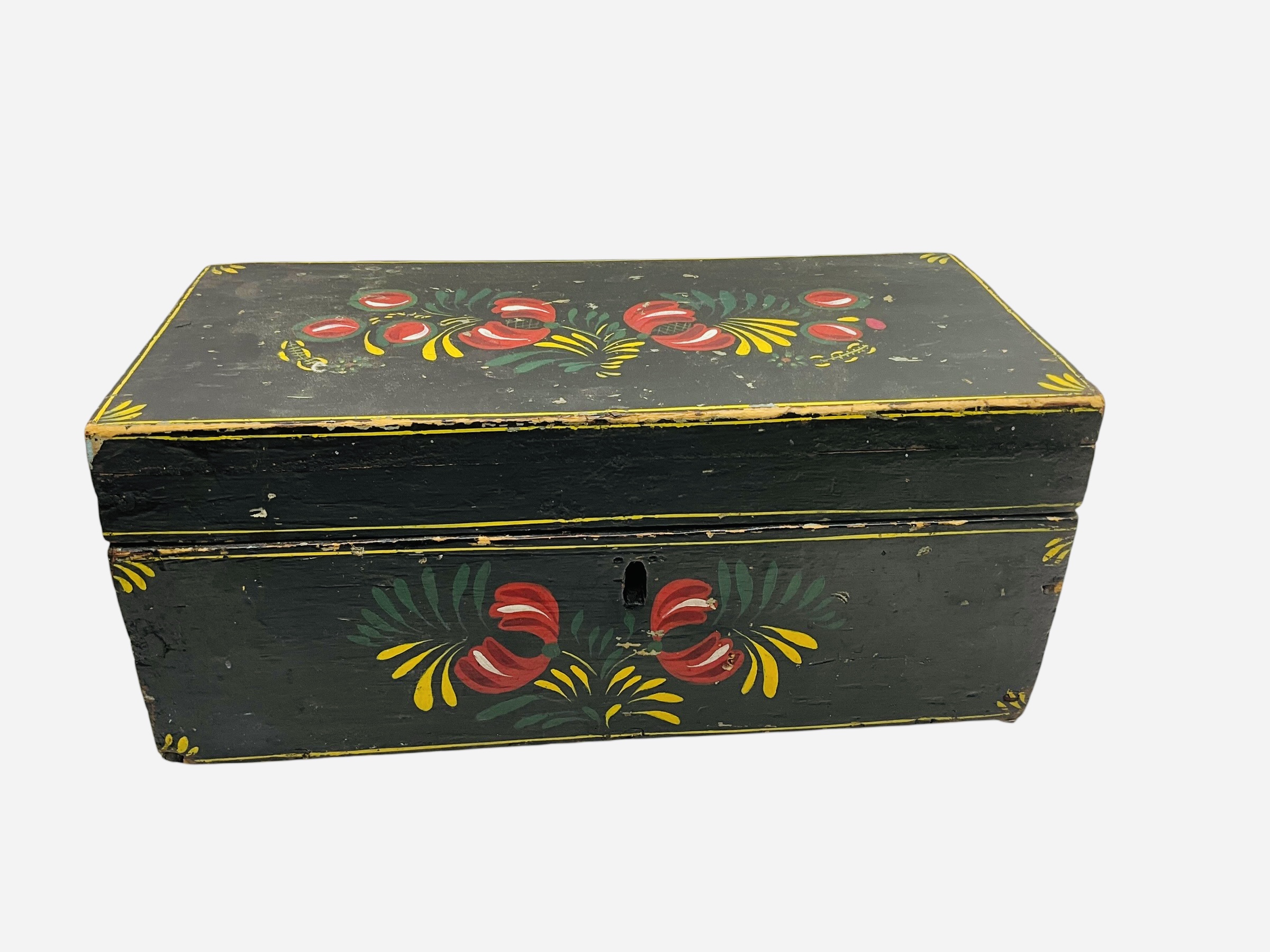 Antique Wooden Toleware Painted Box