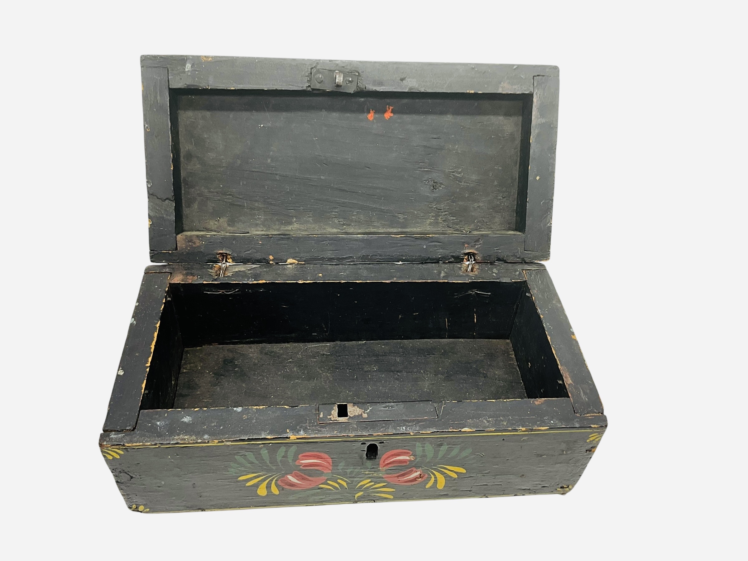 Antique Wooden Toleware Painted Box