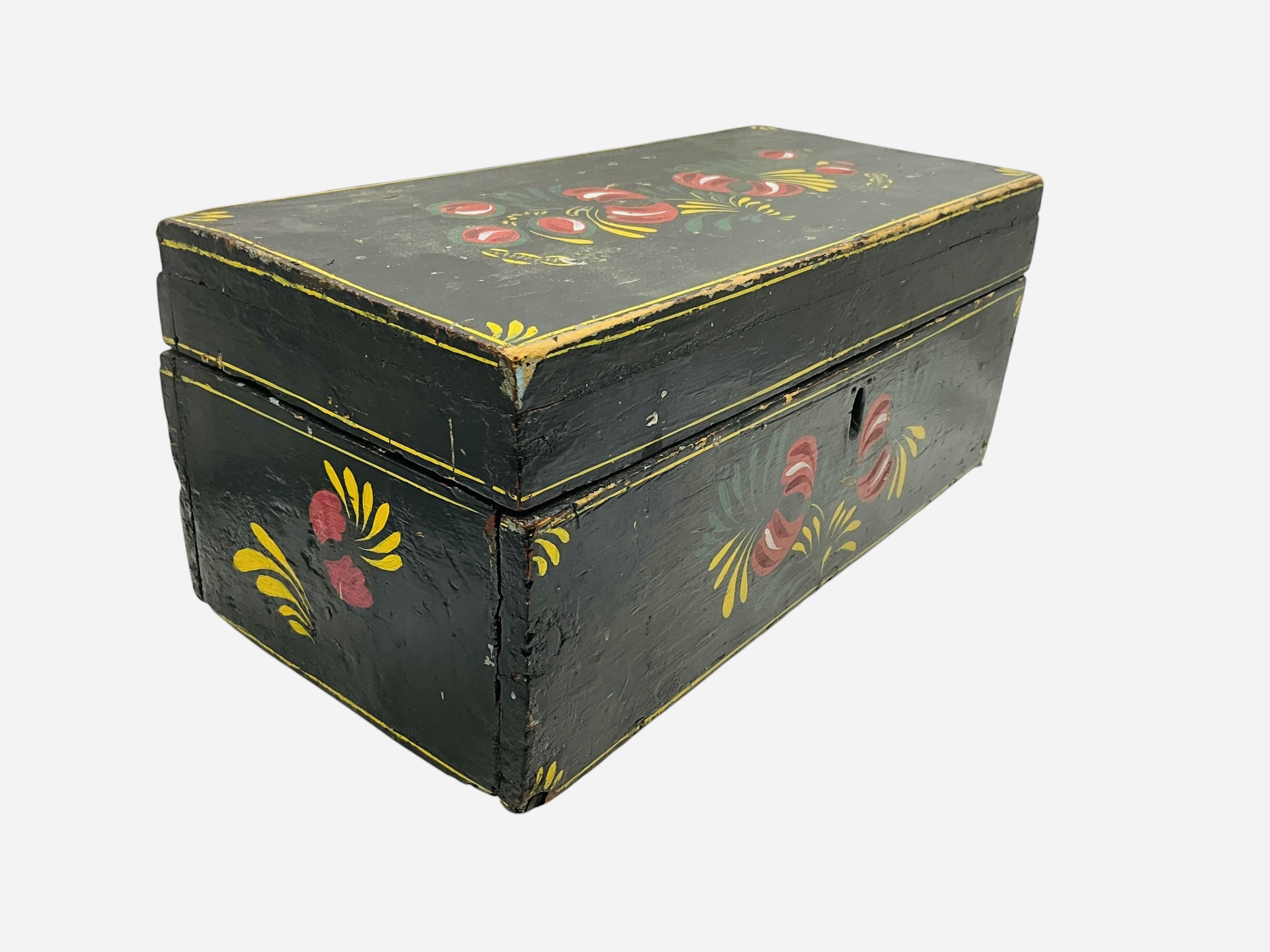 Antique Wooden Toleware Painted Box