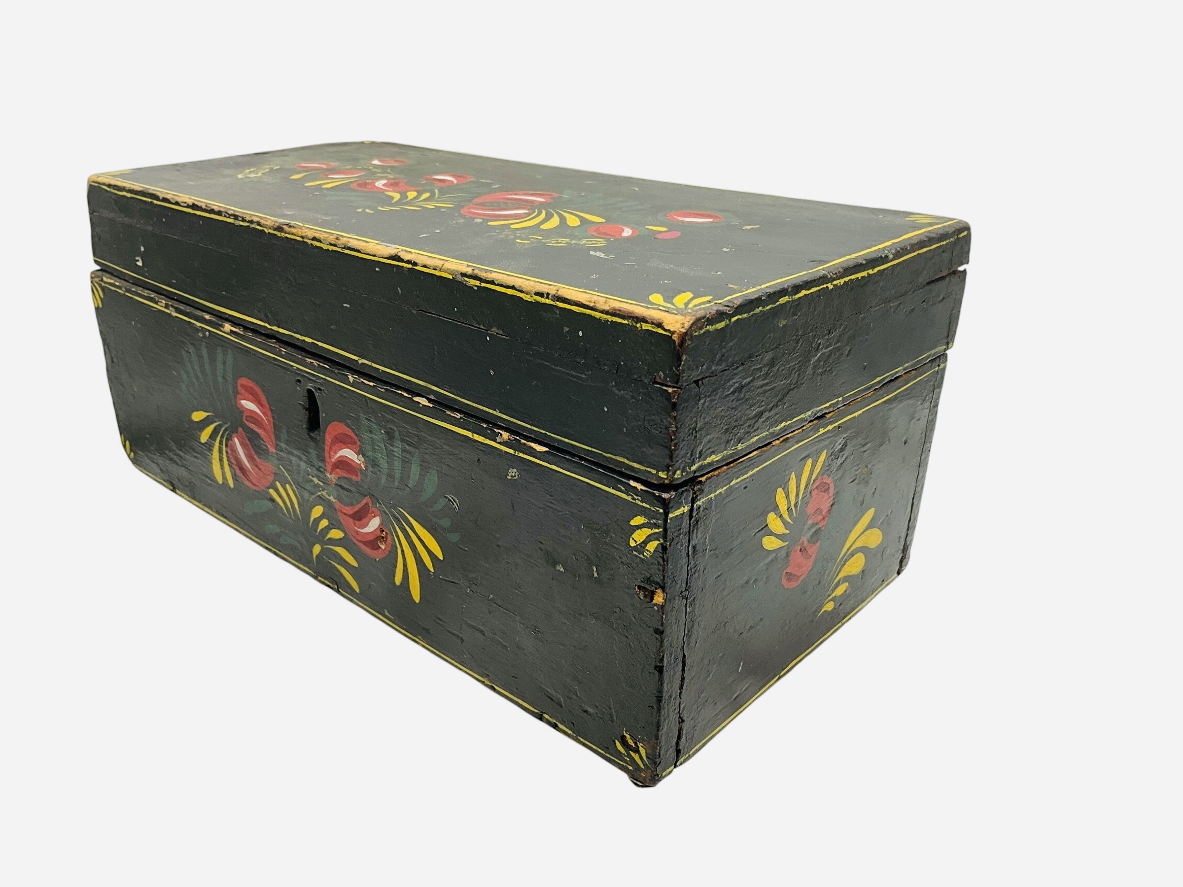 Antique Wooden Toleware Painted Box